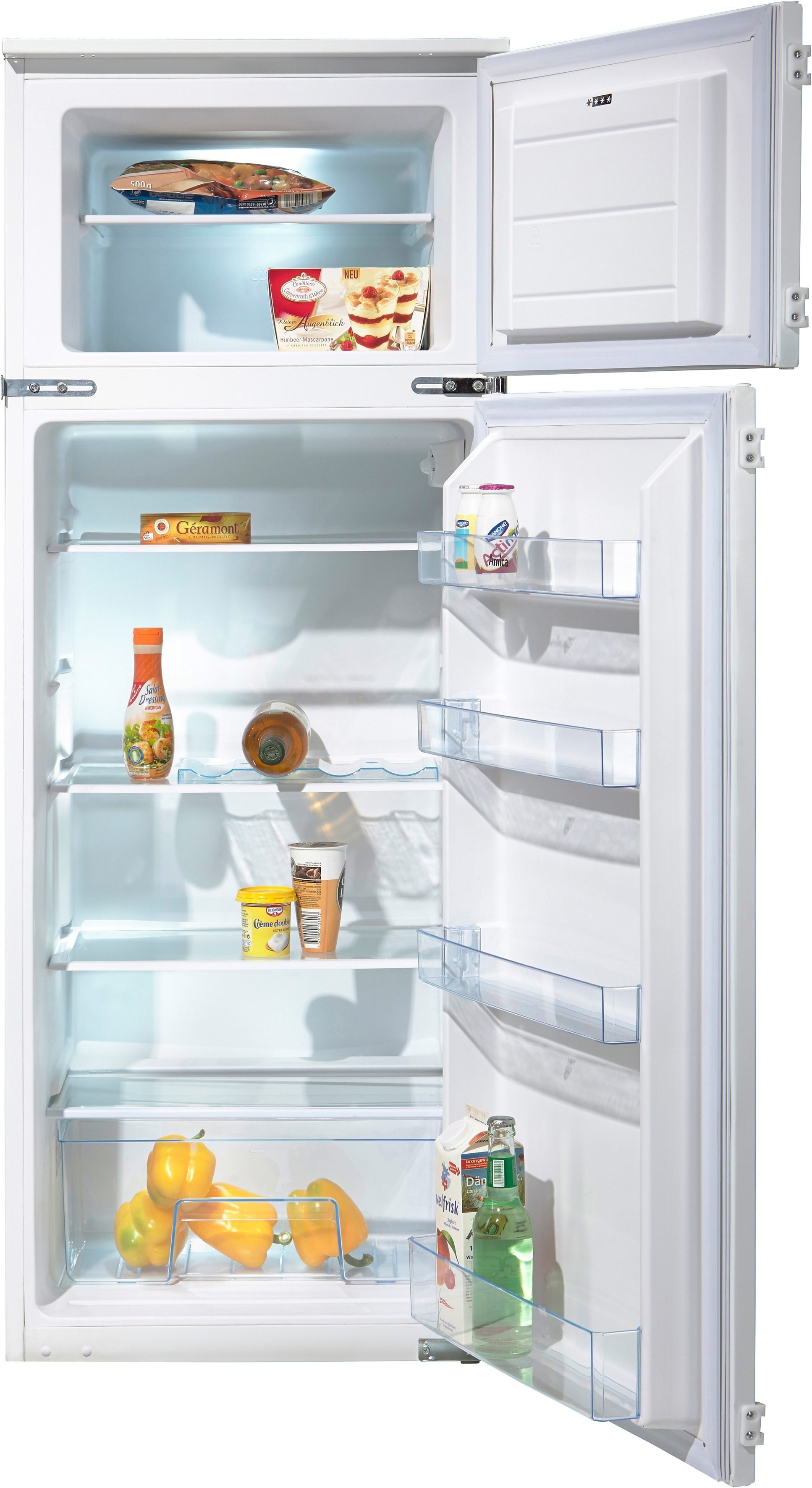 Amica Einbaukühlgefrierkombination EKGC16166, 144 cm hoch, 54,5 cm breit, Sicherheitsglas