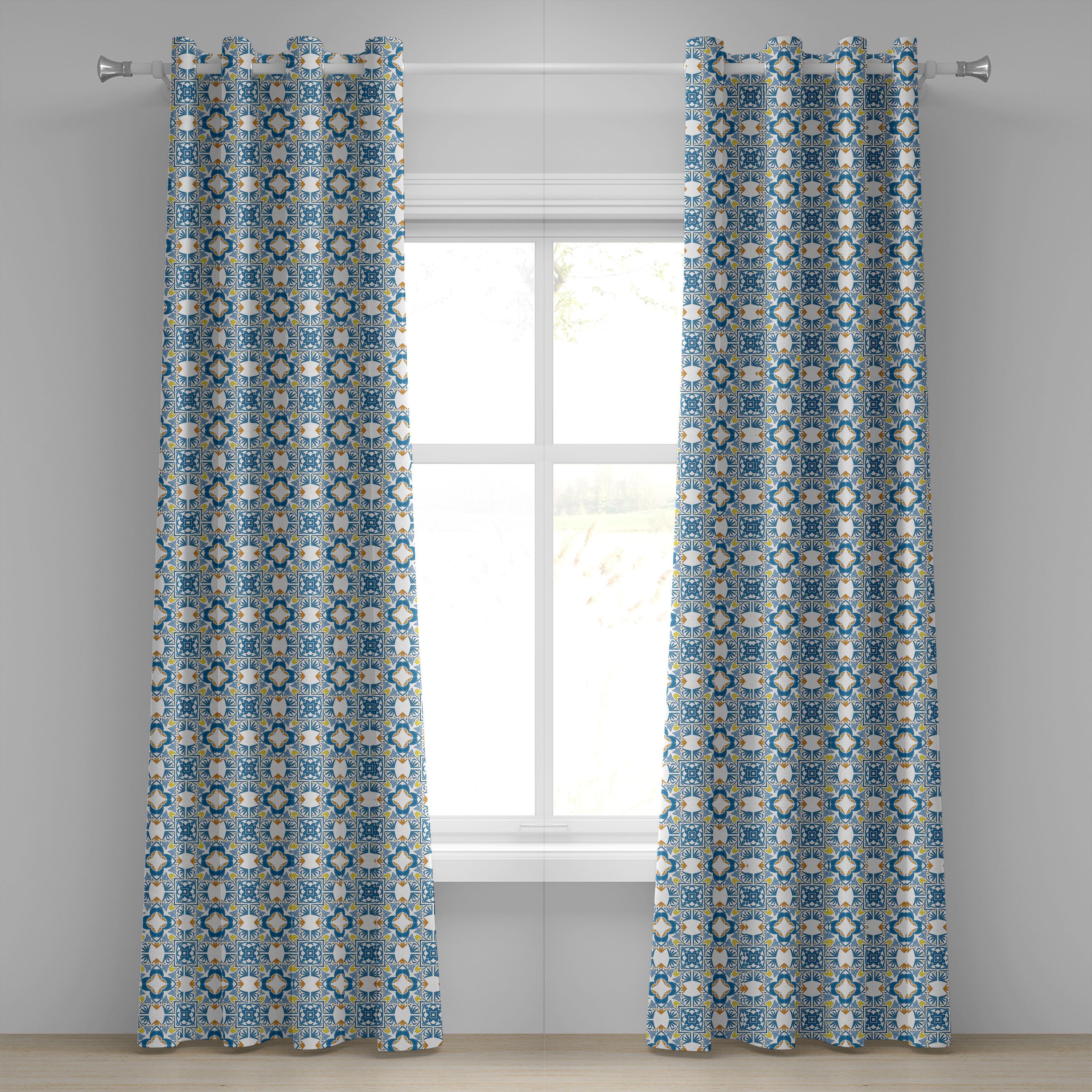 Dekorative 2-Panel-Fenstervorhänge Spanisch traditionell Retro Abakuhaus, Gardine für Schlafzimmer Wohnzimmer,