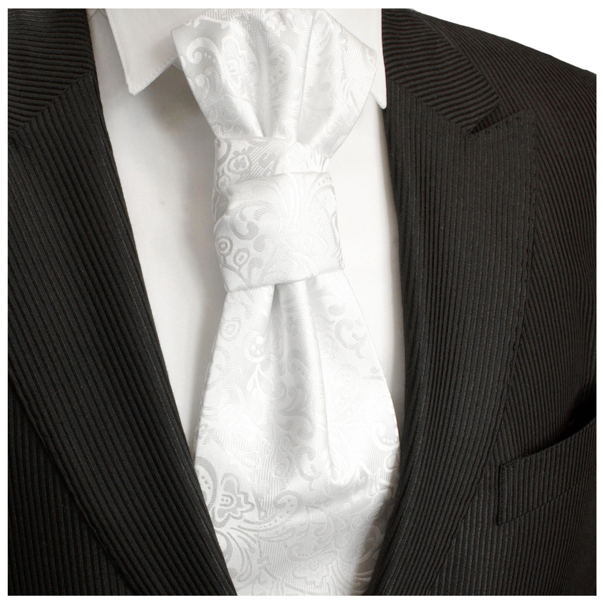 Malone - weiß Paul Herren v43 Plastron Hochzeitskrawatte vorgebunden barock Krawatte Elegantes