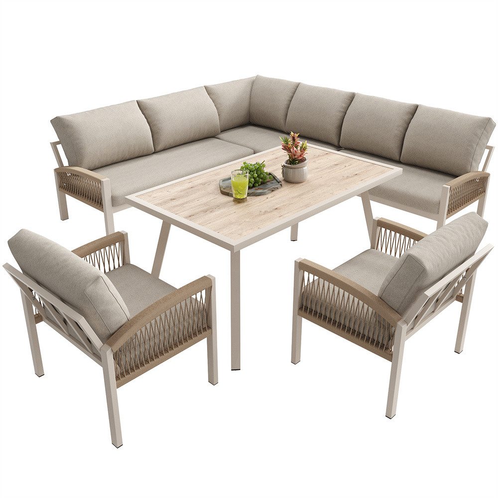 REDOM Gartenlounge-Set mit verzinktem Eisengestell, (für Garten, Balkon & T günstig online kaufen