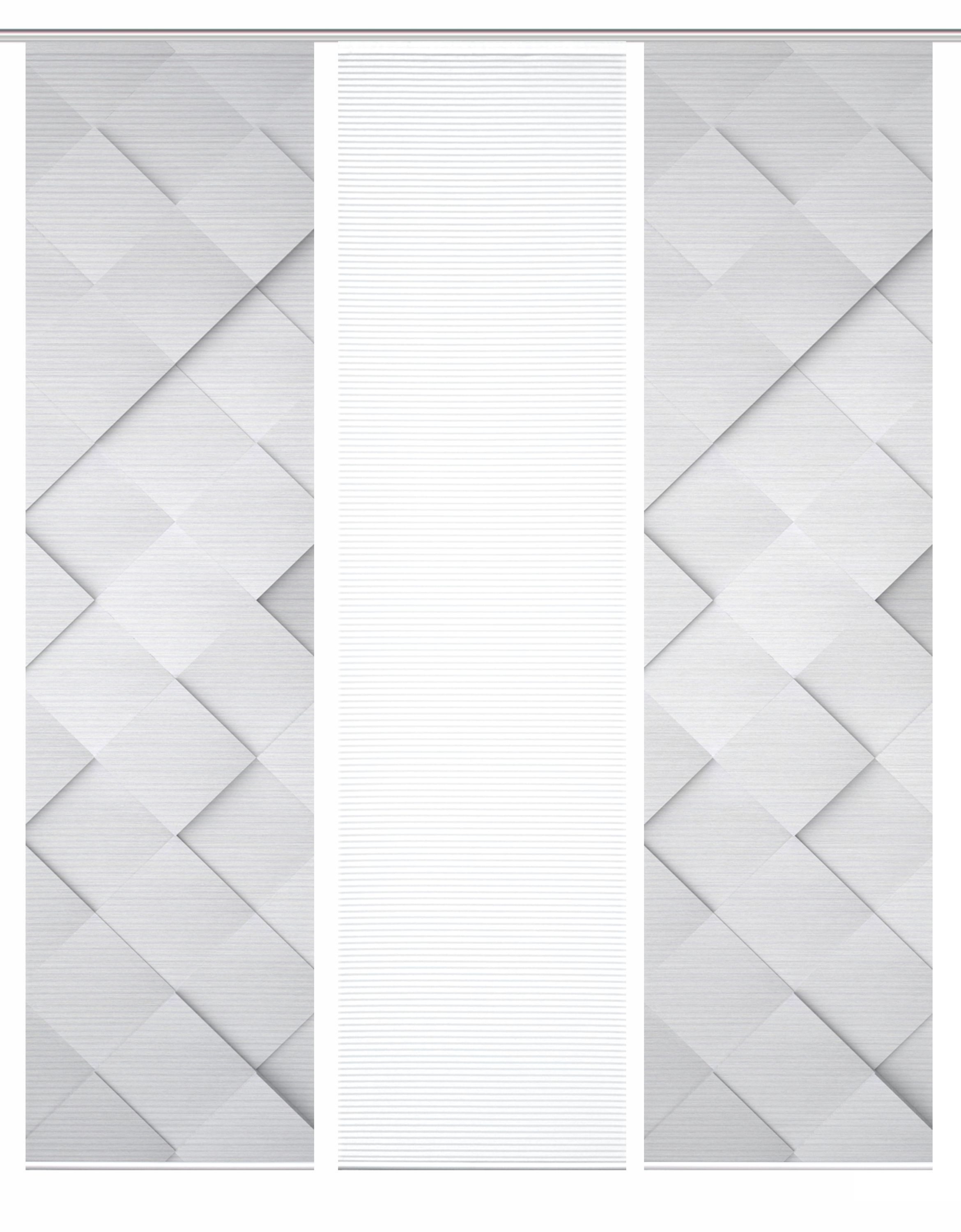 HOME WOHNIDEEN Schiebegardine HIG SYLVIA Schiebegardine recyceltes Polyester, 245x60 cm, 3D-Optik (3 St), Paneelwagen, halbtransparent, Polyester (recycelt) Polyester