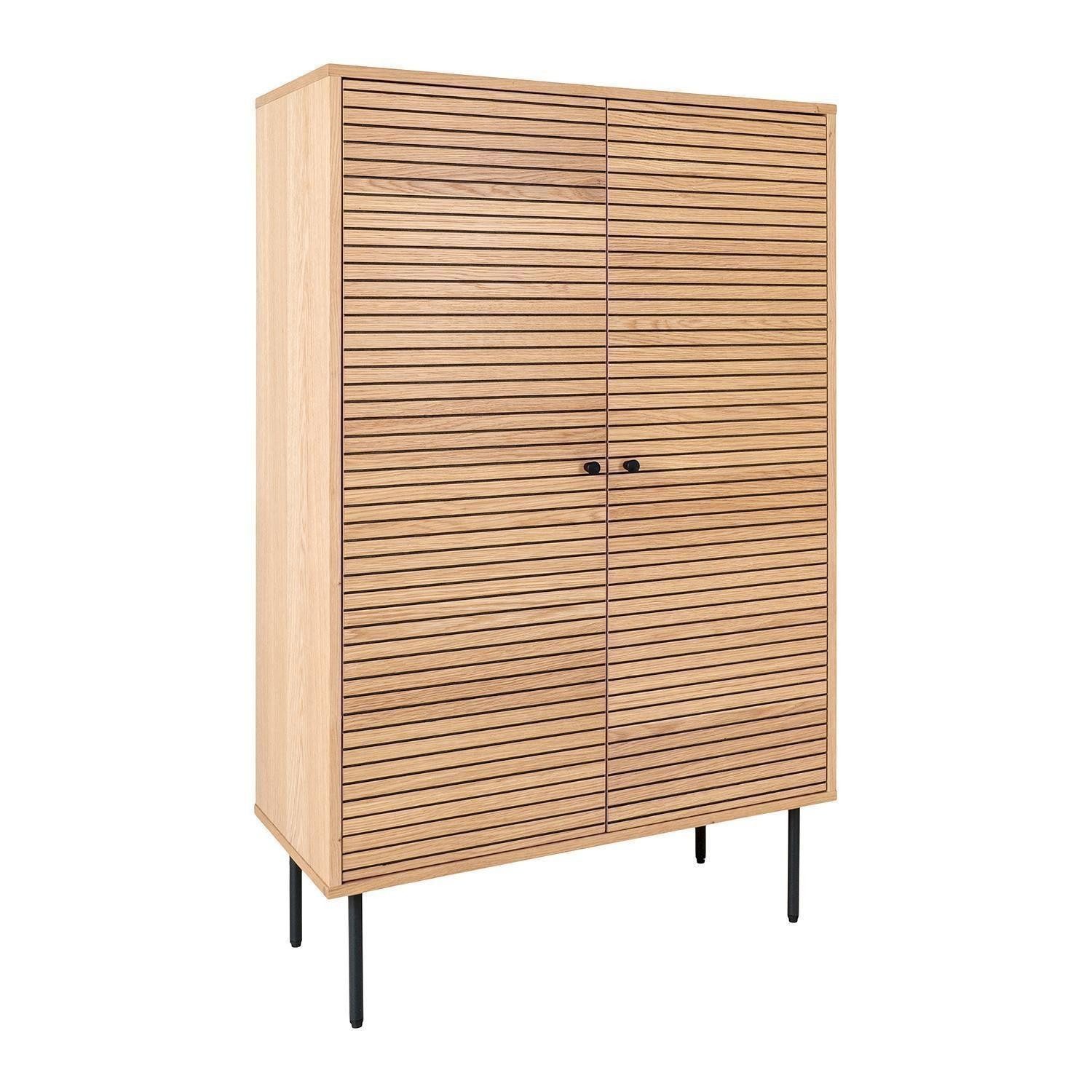 House Nordic Highboard KYOTO, 2 Türen, Braun, Eichenholzfurnier, MDF, 3 Einlegeböden, B 80 x H 130 x T 40 cm