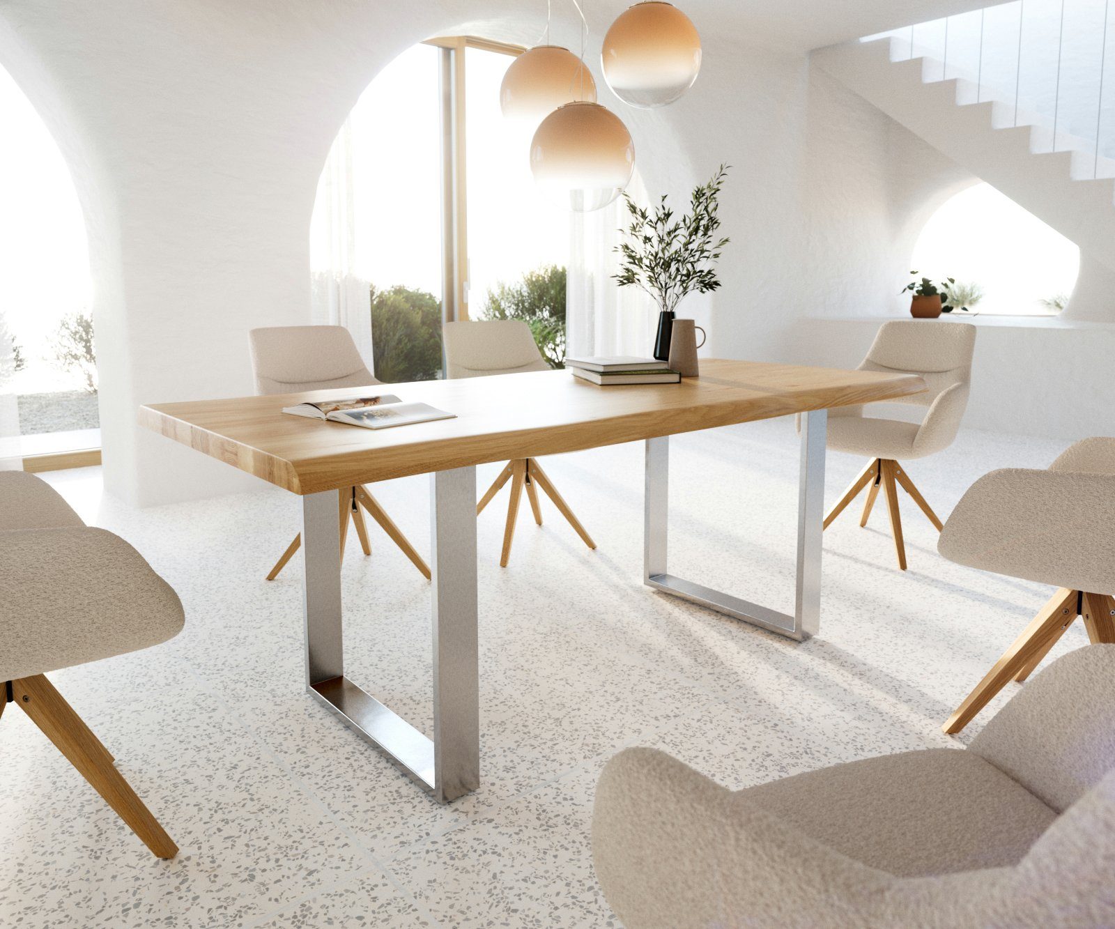 DELIFE Esstisch Edge, Eiche Natur 200x100 günstig online kaufen