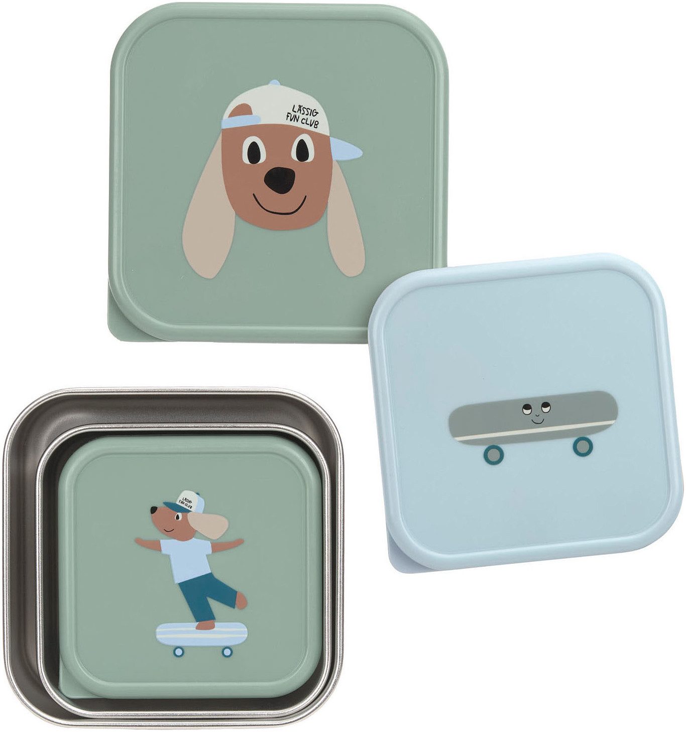 LÄSSIG Lunchbox Tiny Team Dog, Snackbox, Edelstahl, Polyprophylen (PP), (3-tlg)