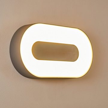 hofstein Außen-Wandleuchte »Amelia« LED Außenovale Wandlampe aus Metall in Silber/Weiß, m. 11 Watt, 570 Lumen, IP54