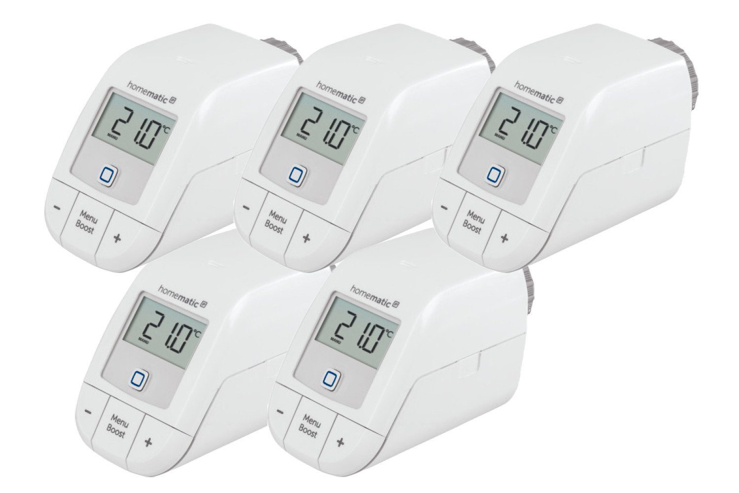 Homematic IP Heizkörperthermostat – basic 5er Set Smart-Home-Station