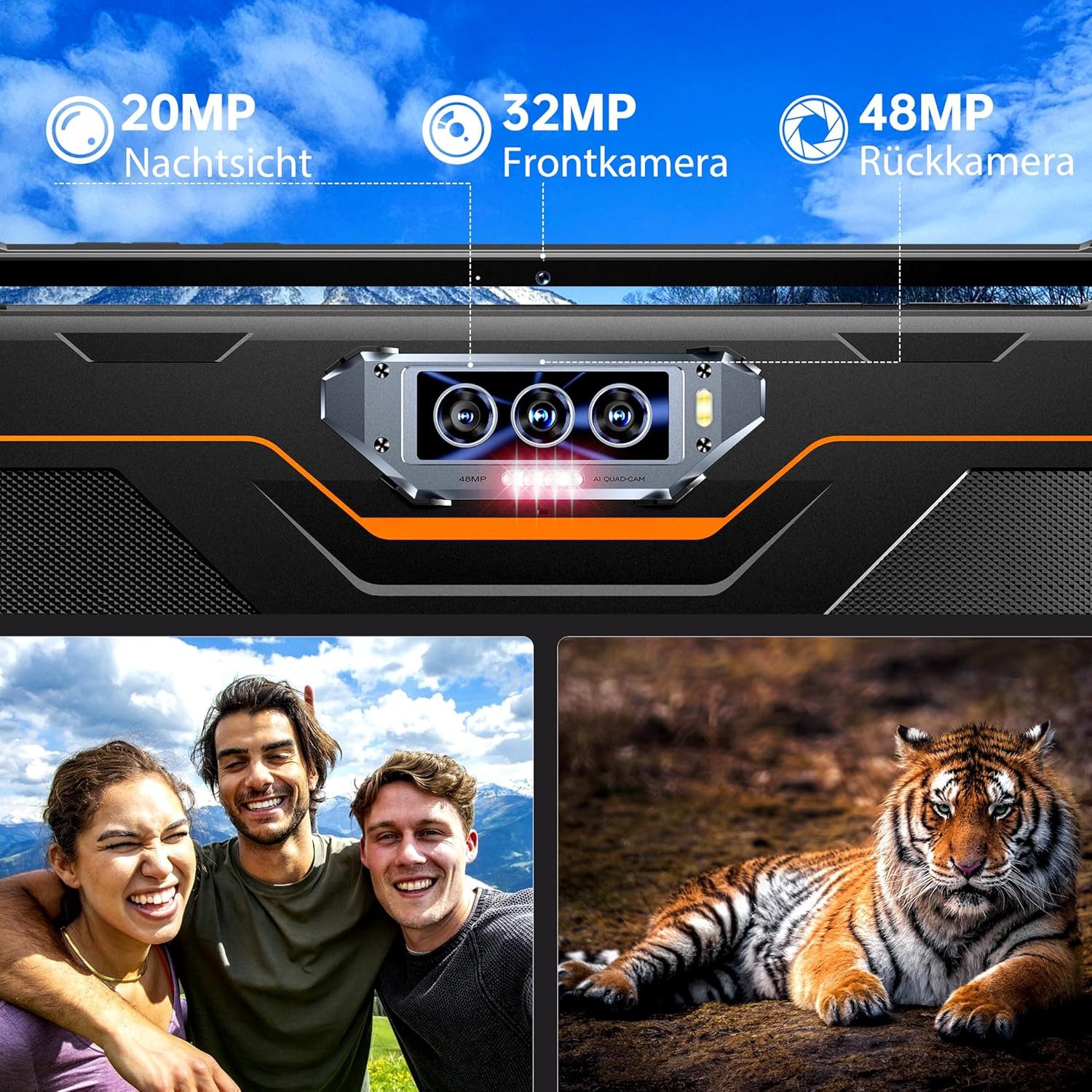 OUKITEL Outdoor 20000mAh Akku 6 GB RAM G99 Octa-Core Gaming Tablet (11", 256 GB, Android 13, Leistungsstarkes Outdoor-Gerät mit robustem Design und Top-Kamera)