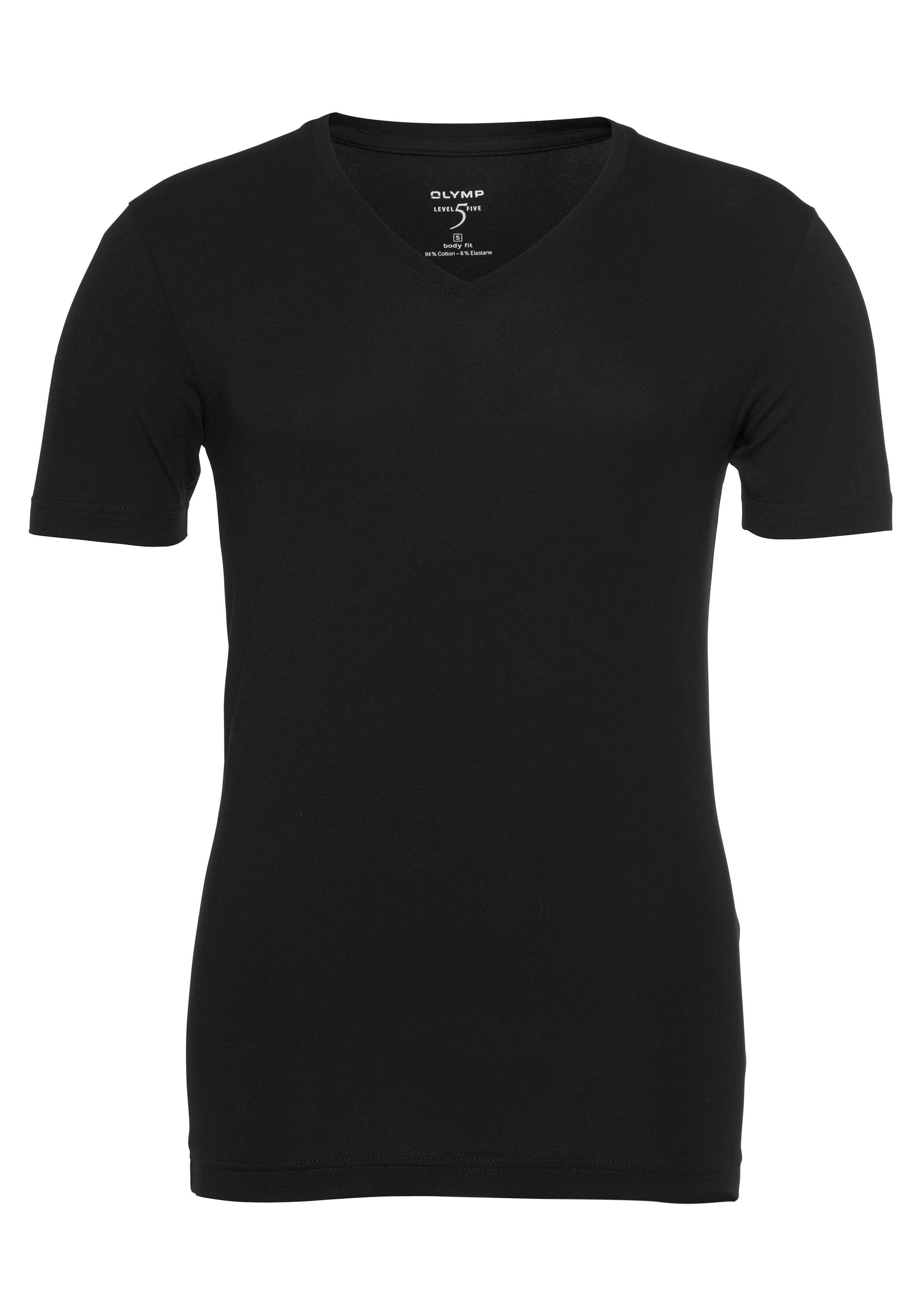 OLYMP T-Shirt Level Five body fit V-Ausschnitt, Ideal zum Unterziehen schwarz