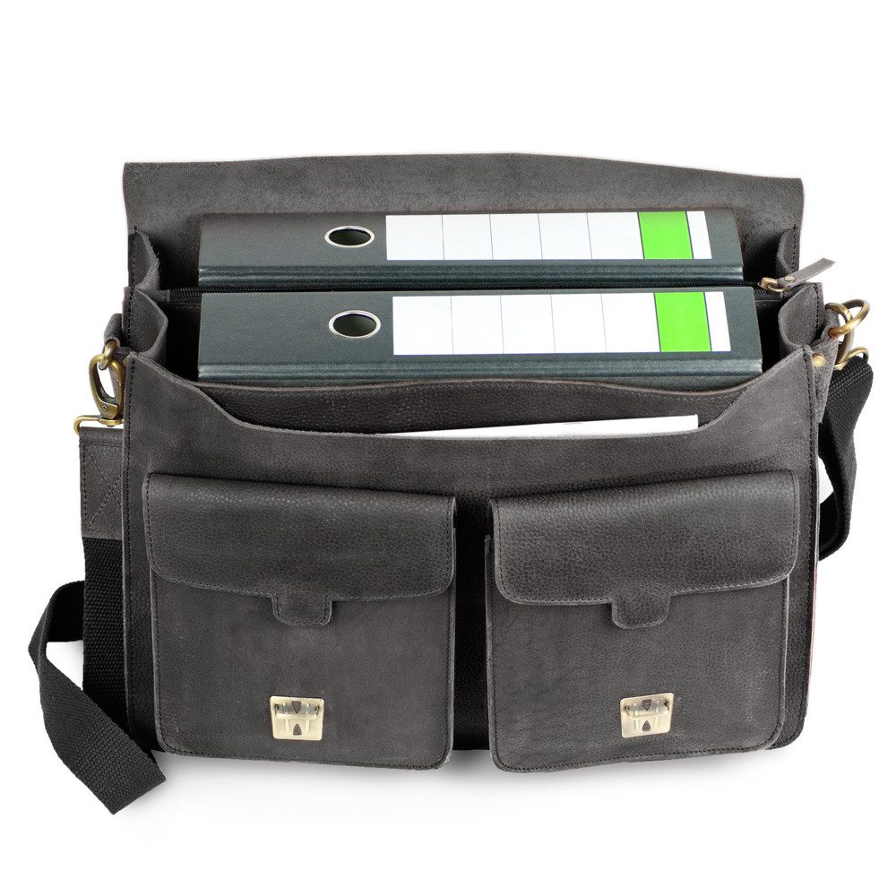 Jahn-Tasche Aktentasche Sehr Robuste Lehrertasche Leder, Blau-Schwarz, Jahn-Tasche 420-n