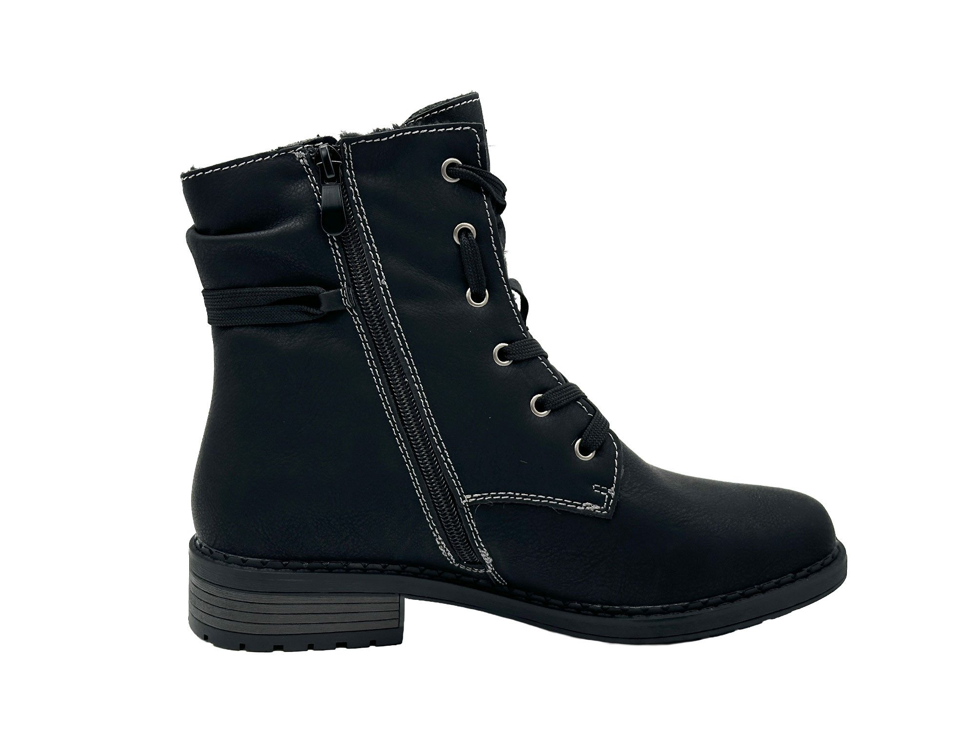 Nowaland Damen Winterstiefeletten mit Warmfutter Winterstiefelette Gefütterte Kunstleder-Stiefeletten mit seitlichem Reißverschluss