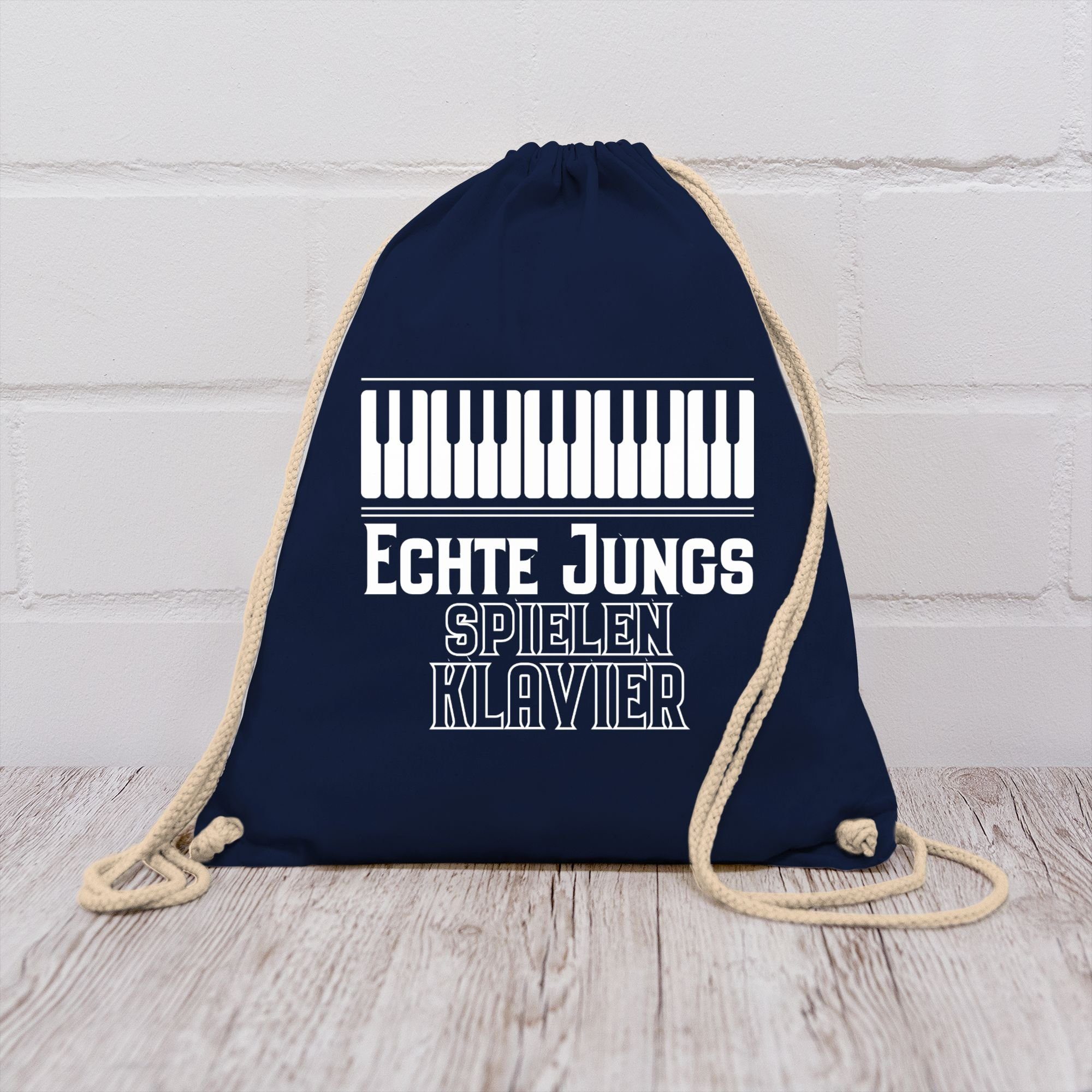 Shirtracer Turnbeutel Echte Jungs spielen Klavier, Statement Sprüche Kinder