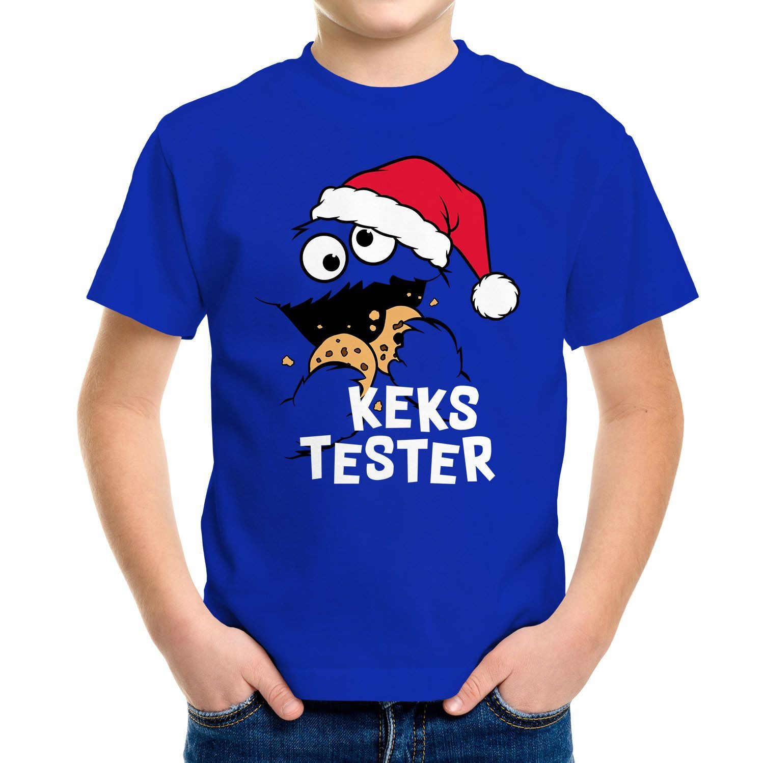 Print-Shirt Kinder T-Shirt Jungen Kekstester Weihnachtsshrit Lustig Cookie Monter