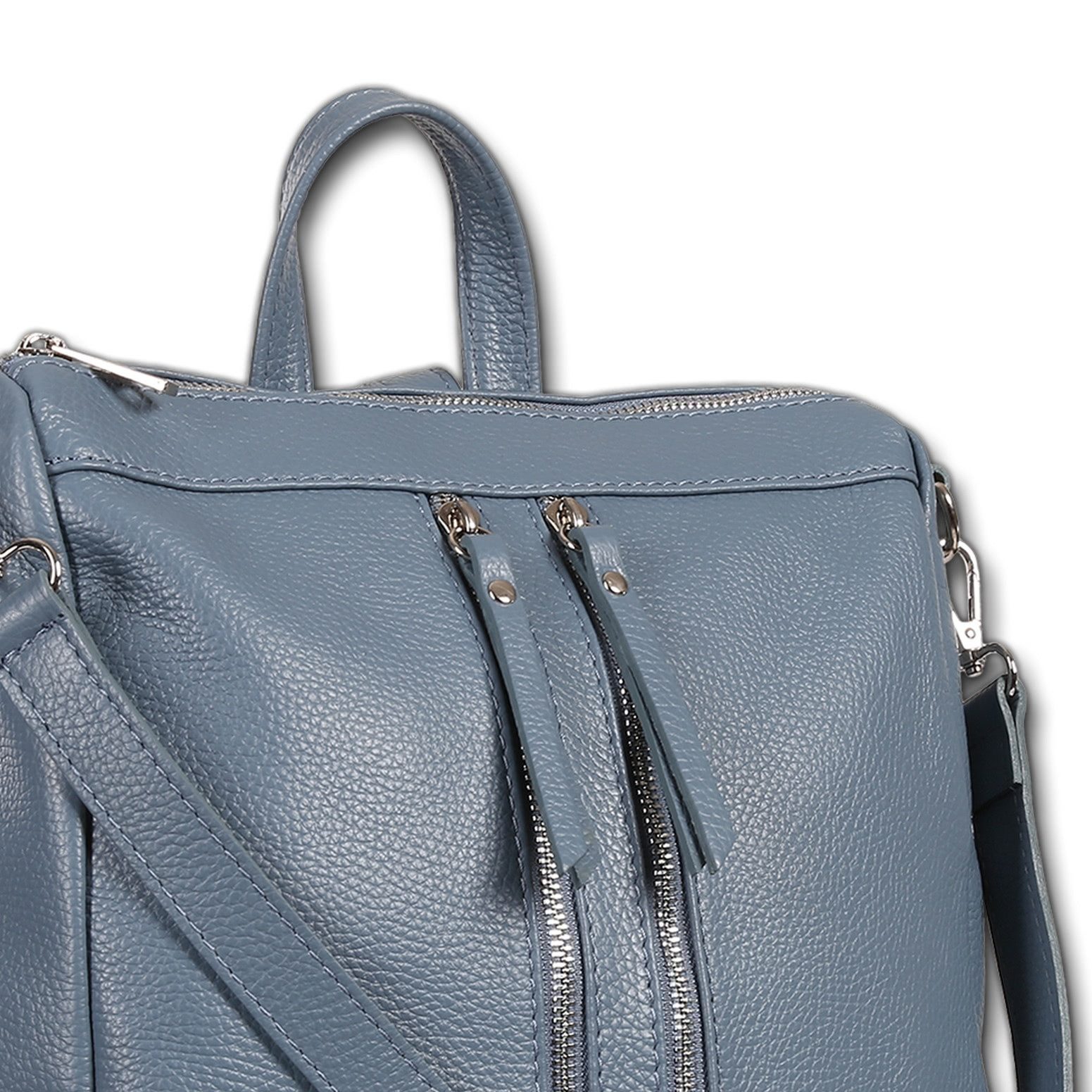 Toscanto Cityrucksack Toscanto Damen Cityrucksack Leder, Damen Leder Cityrucksack, taubenblau ca. 30cm