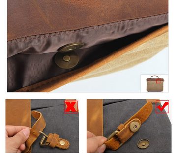 OKWISH Henkeltasche Umhängetasche Handtasche Leder Canvas Tragetasche Aktentasche Tasche (Schultertasche Arbeitstasche Messenger-Tasche Top Griff Schultergurt, Freizeittasche, Ledertasche, Unitasche, Bürotasche, luxuriös Luxus, Vintage), für Herren Frauen Jungen Freizeit Arbeit Business Schule Büro Reisen