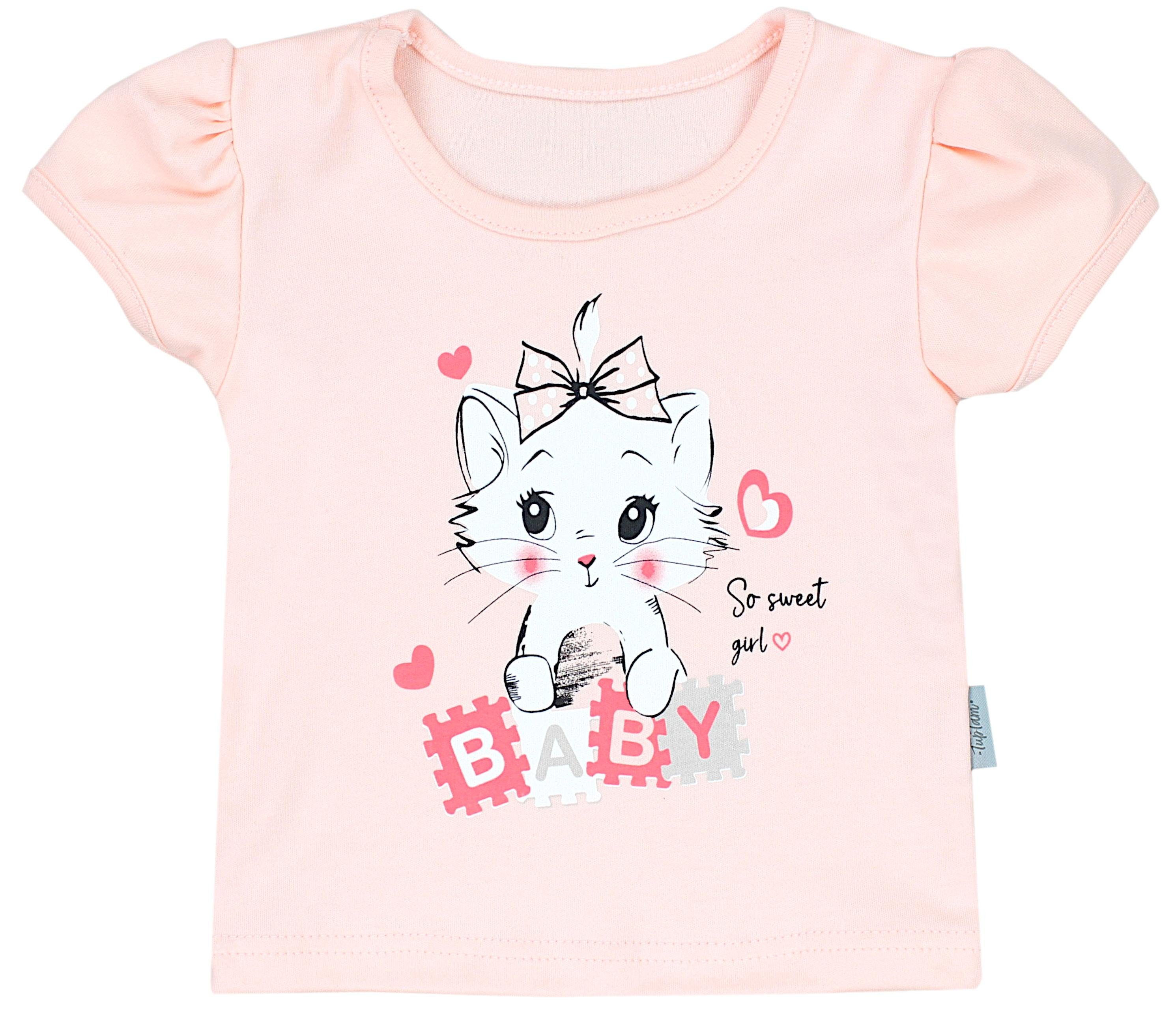 TupTam Shirt & Hose / T-Shirt Bekleidung TupTam Mädchen Shorts Baby Aprikose Sommer Katze Set Grau