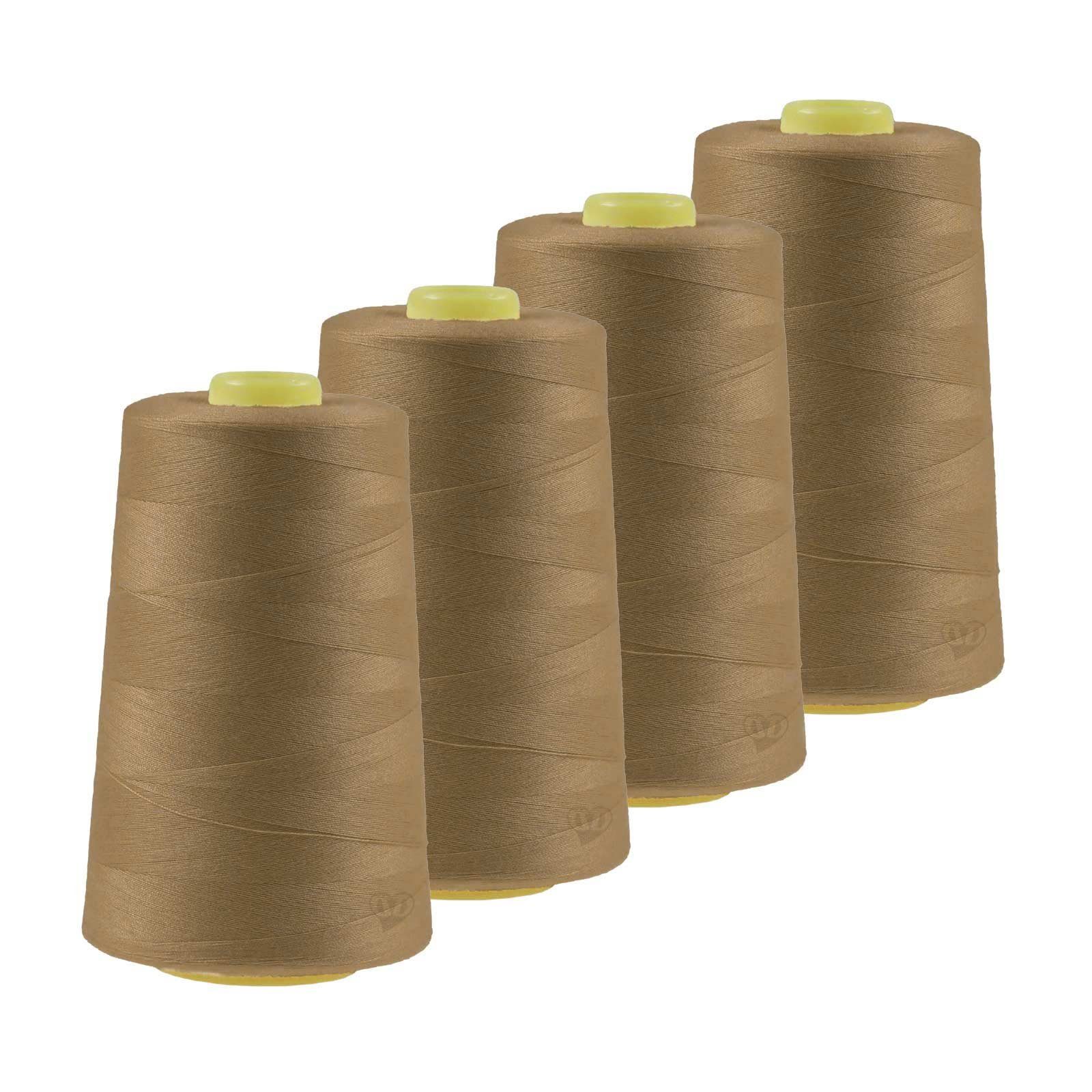 maDDma 4 x 4572m Qualitäts Overlockgarn Nähgarn Polyester Overlockgarn, 4 m, A709 braunbeige