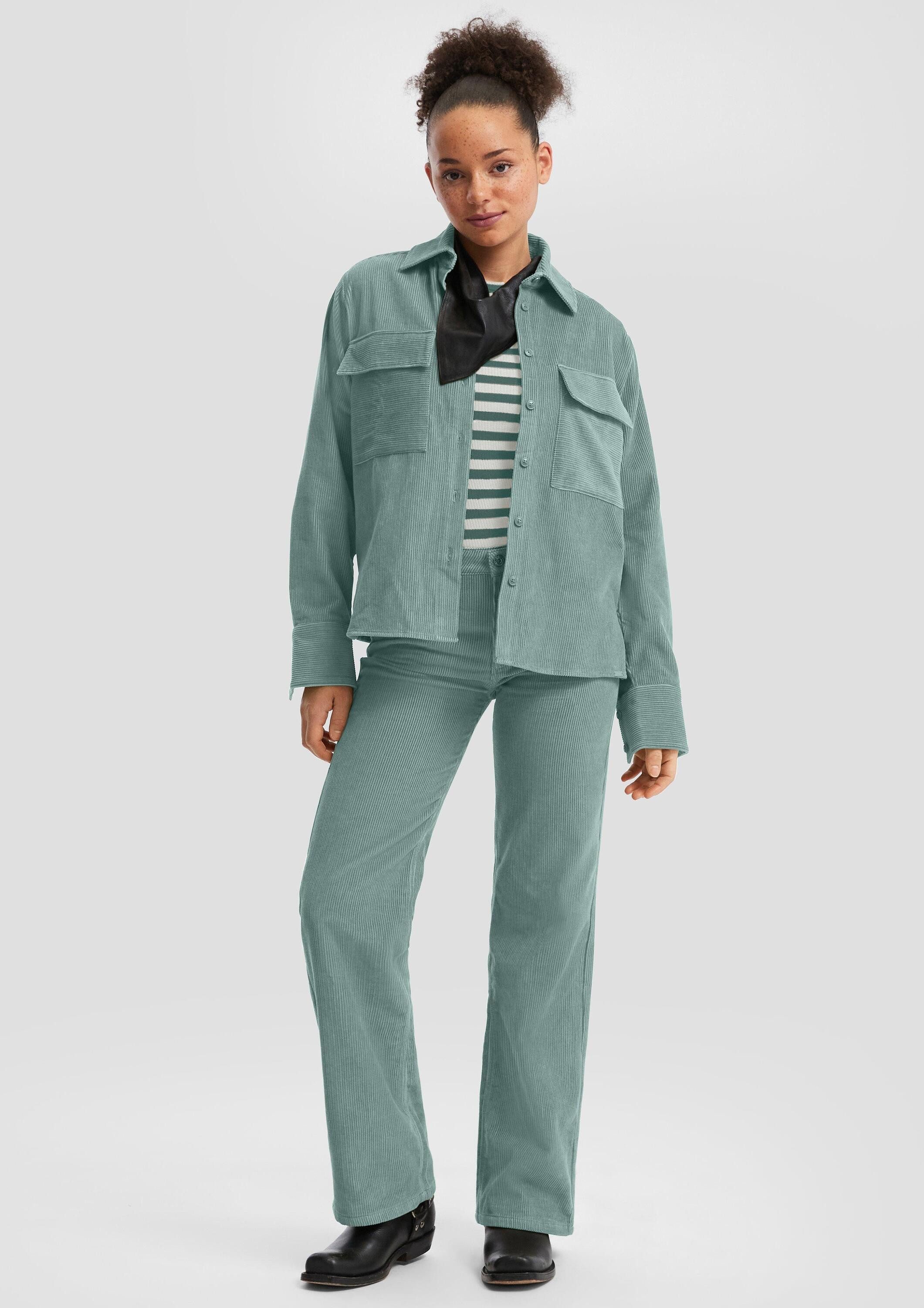 QS Langarmbluse Bluse Cord-Overshirt mit Brusttaschen