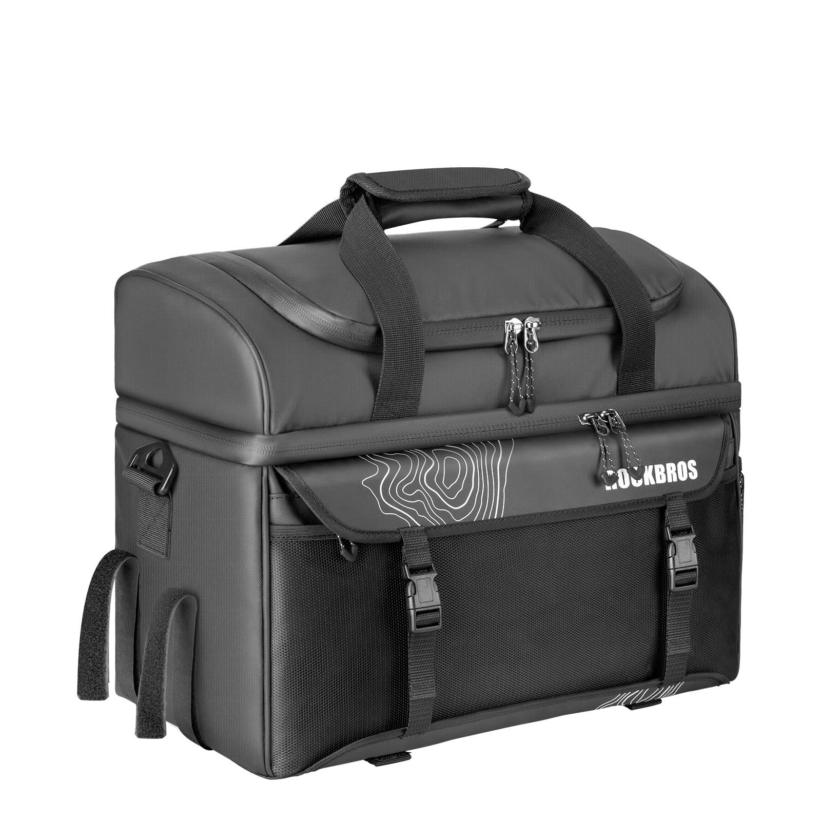 Transporttasche Gepäckträgertasche mit Tasche Kühltasche Lunch Schwarz) 11L Isolierte ROCKBROS Schultergurt (Doppel-Fächern