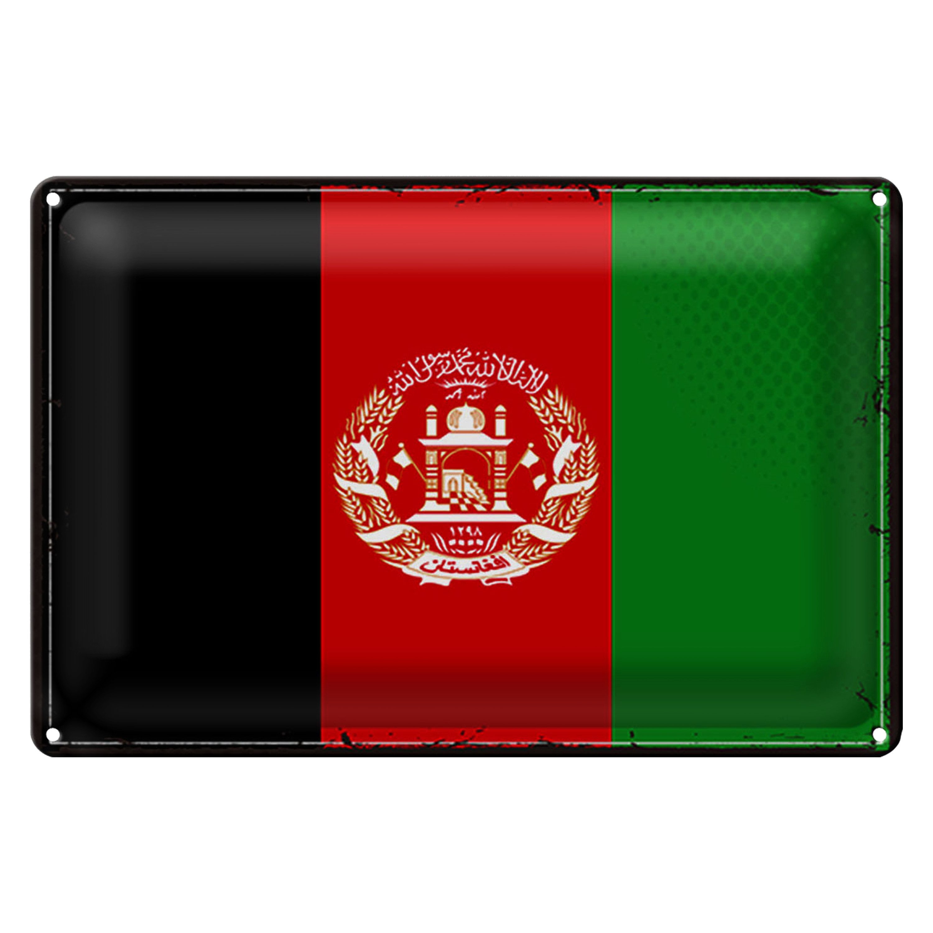 Roomando Metallschild Blechschild Flagge Afghanistan 30x20cm Retro Afghanistan
