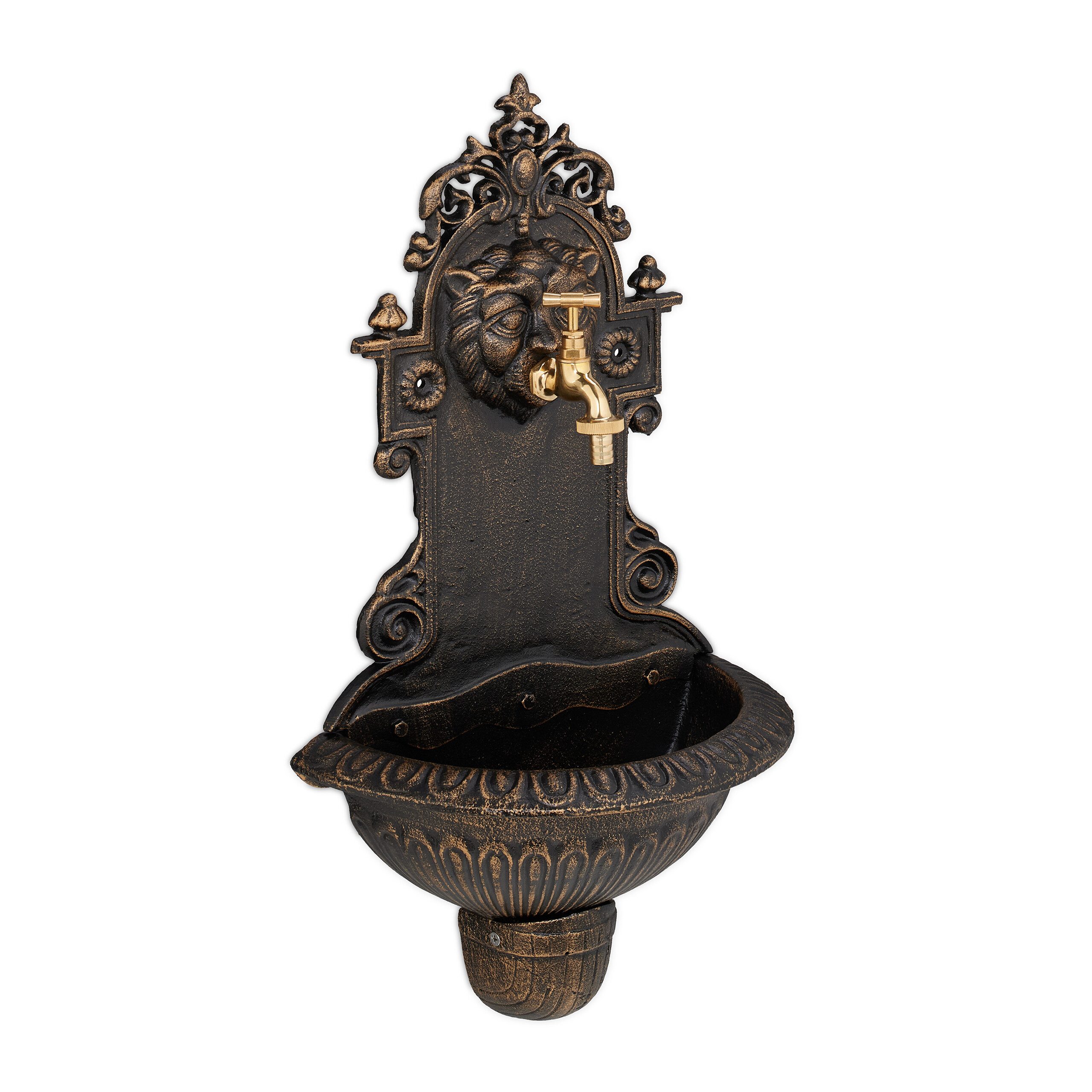 relaxdays Gartenbrunnen Wandbrunnen mit Wasserspeier, Wasserbecken günstig online kaufen