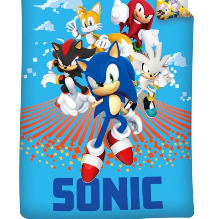 Bettwäsche Sonic the Hedgehog and Friends Mikrofaser Bettwäsche Set Sonic SEGA Bettdeckenbezug 135-140x200 cm Kissenbezug 63x63 cm MB11364