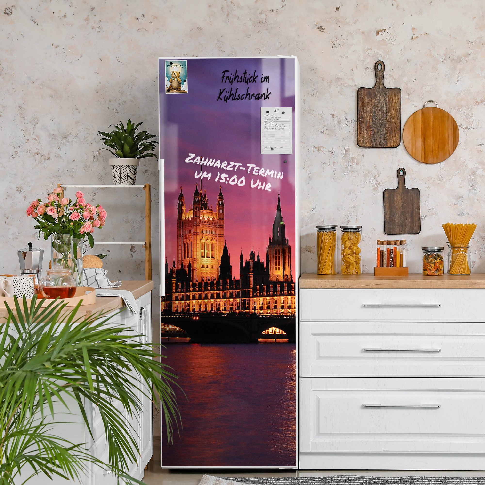 Thumbnail - DEQORI Magnetfolie 'London im Abendrot', beschreibbar Kühlschrank Magnetmatte magnetisch Magnetfolie