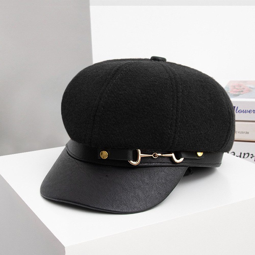 Coonoor Baskenmütze Damen Retro Barett Winter Mütze Newsboy mit Schirm Cap Bakerboy für Frühling/Herbst/Winter