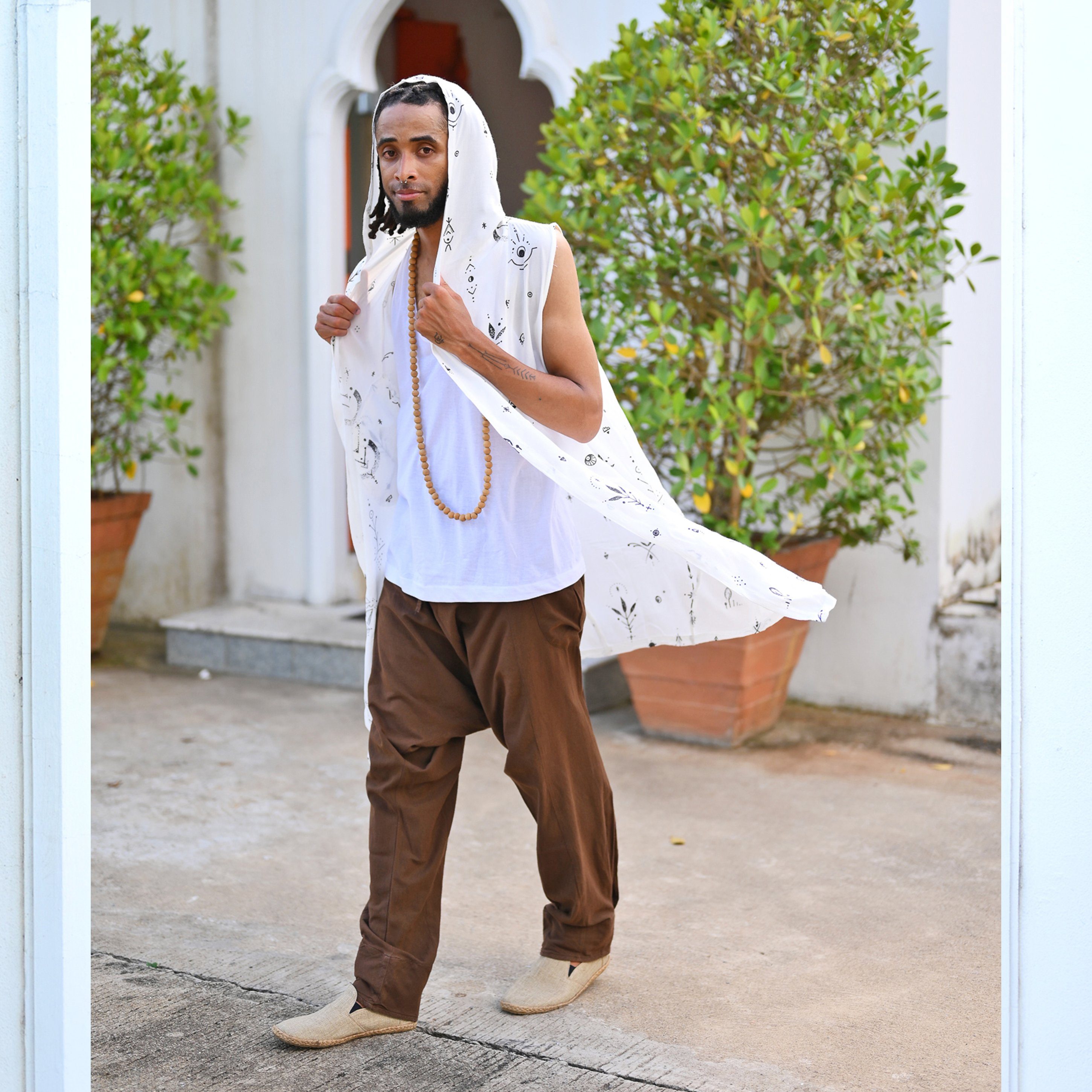 virblatt Kimono Herren & Kimono Damen lang, Unisex, Poncho Herren japanisch Sommer, Ethnomuster