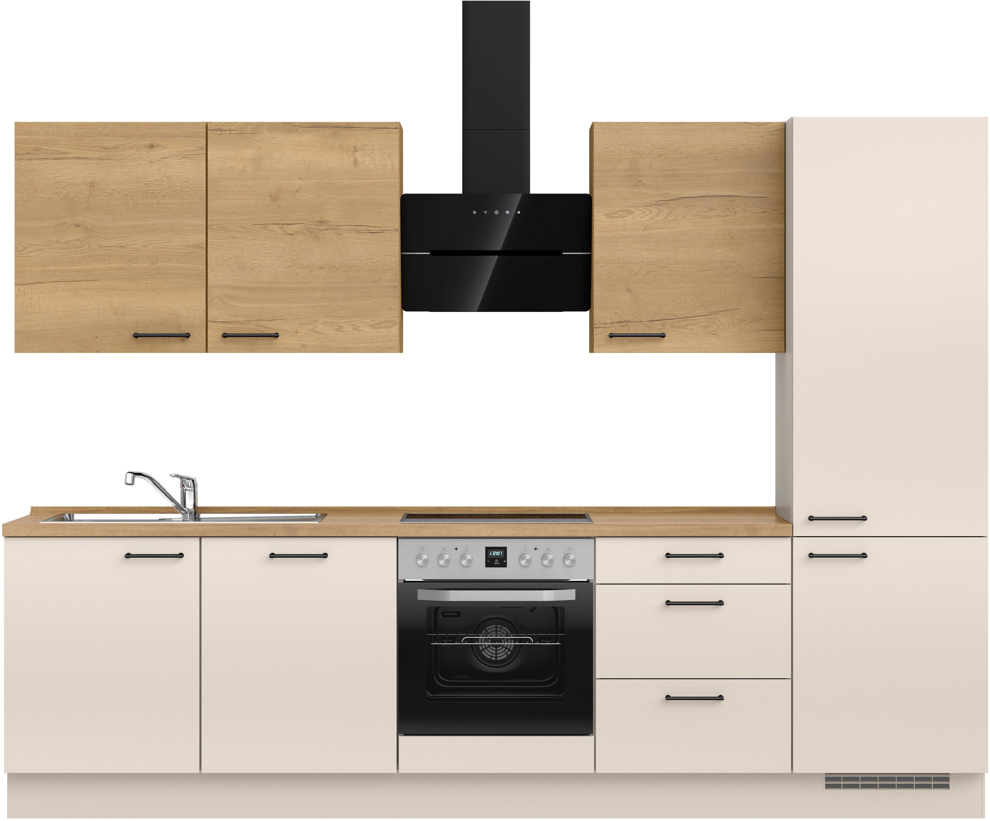 nobilia® Küchenzeile "MIAMI", NEU: individuell anpassbar mit gratis Profi-Beratung, vormontiert, Breite 300 cm, Ausrichtung wählbar, wahlw. mit E-Geräten