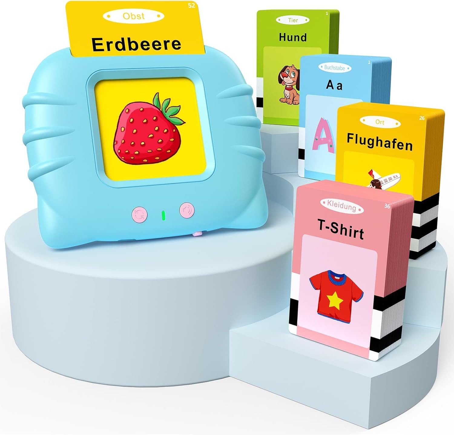 ibettertec Lernspielzeug Lernkarten Deutsch Englisch,224 Wörter,Sprechende Flash-Karten (Geschenke für Kinder, akustisches Lernspielzeug,Kinder Geburtstagsgeschenk,Blau), 112 Blätter,interaktives Spielzeug für Jungen und Mädchen