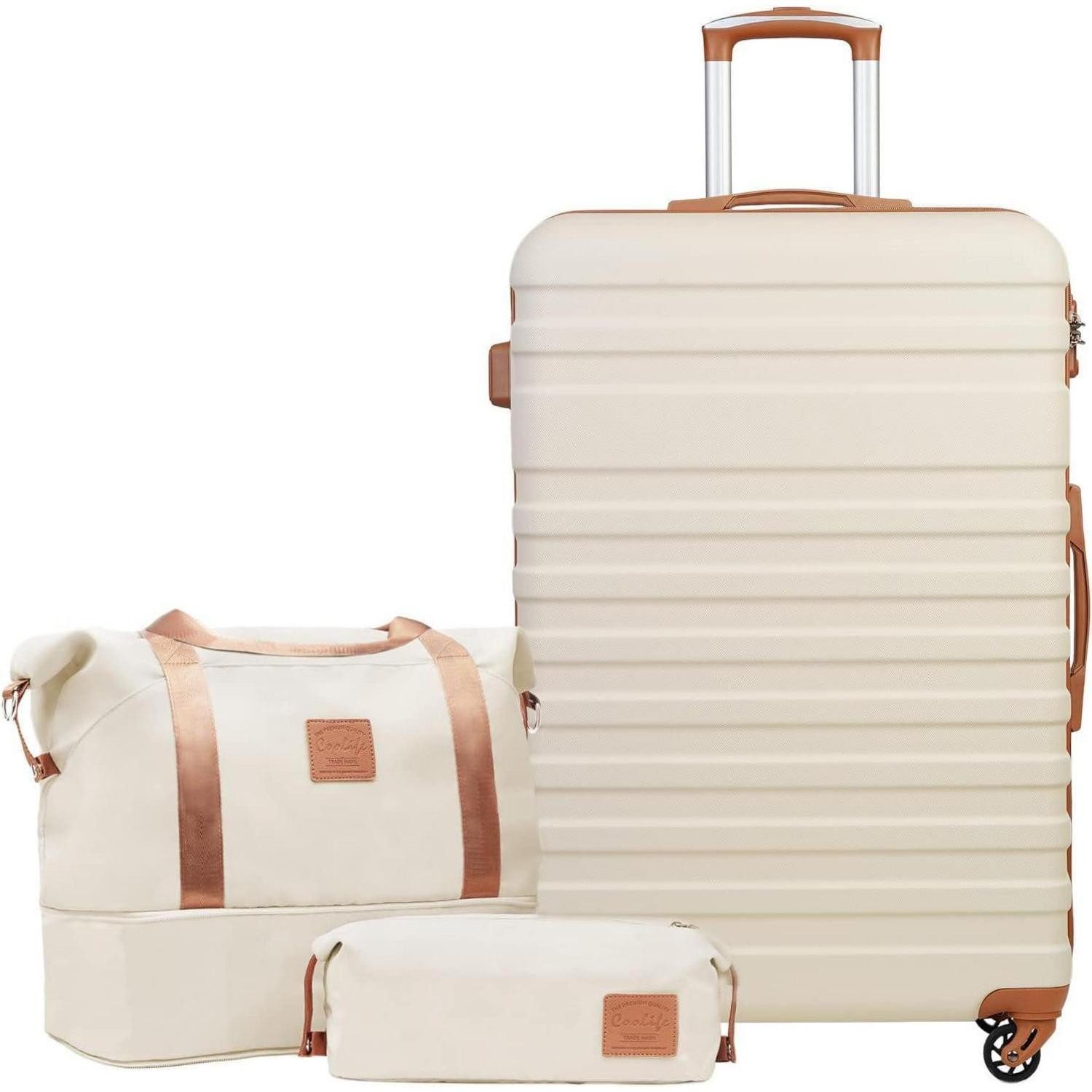 LuxusKollektion Kofferset Hartschalen Koffer Set 3-teilig ABS Trolley 4 Rollen TSA-Schloss