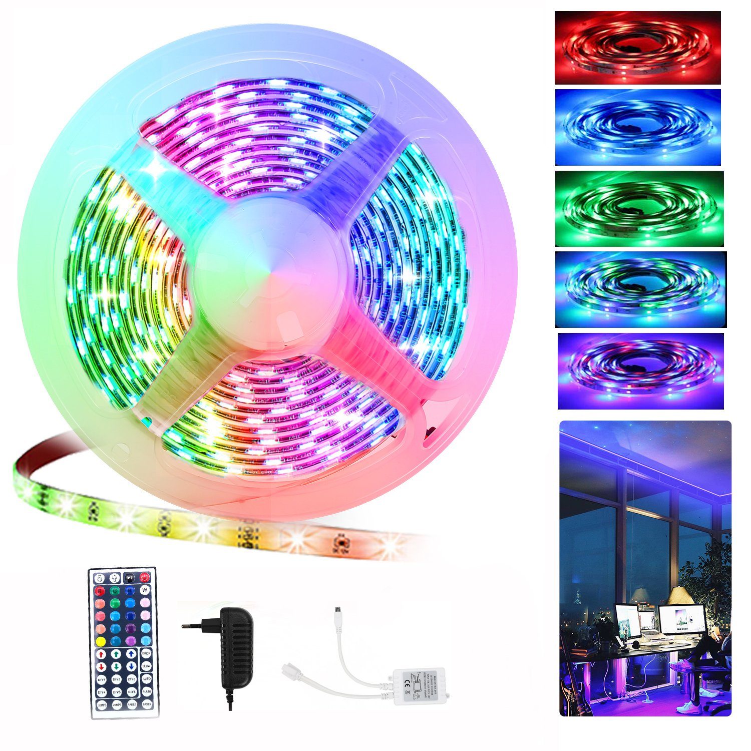 Lospitch LED Stripe LED Strip Licht Streifen 60-flammig Leiste Leuchte, Lichterkette Band Stripe LED