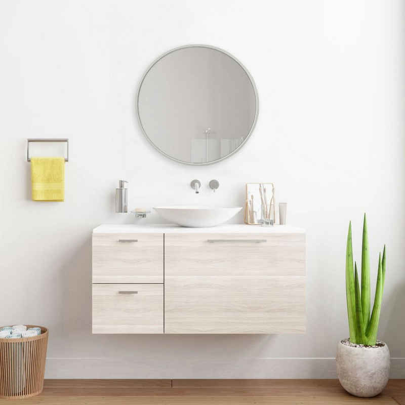 en.casa Wandspiegel, »Modugno« Badezimmerspiegel 40 cm Weiß Schminkspiegel Hängespiegel rund