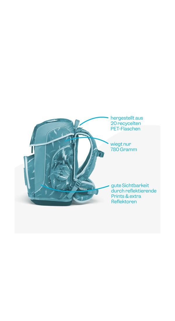 ergobag Schulranzen cubo light Set (6-tlg., 5-teiliges Set), wiegt nur 780g