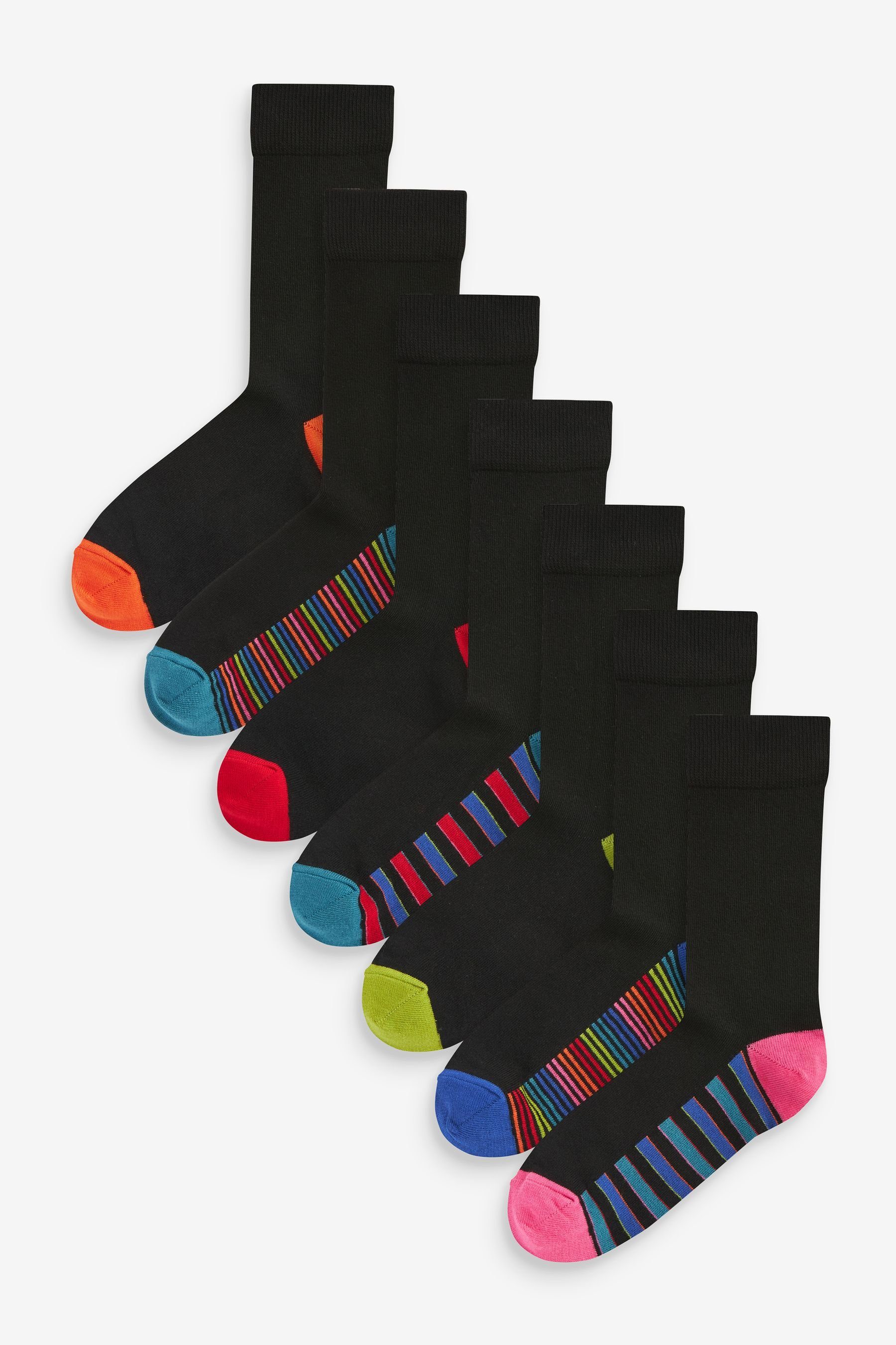 Kurzsocken im 7er-Pack (7-Paar) Essential Socken Black Stripe Next