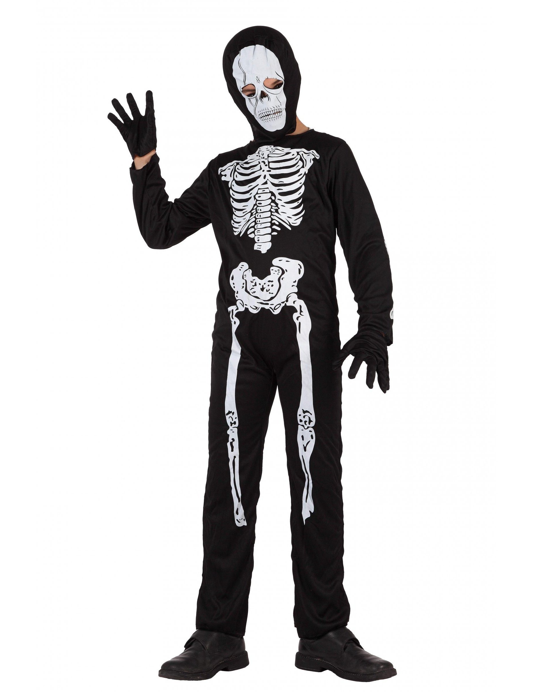 atosa Monster-Kostüm Skelett Halloween-Kinderkostüm schwarz-weiss