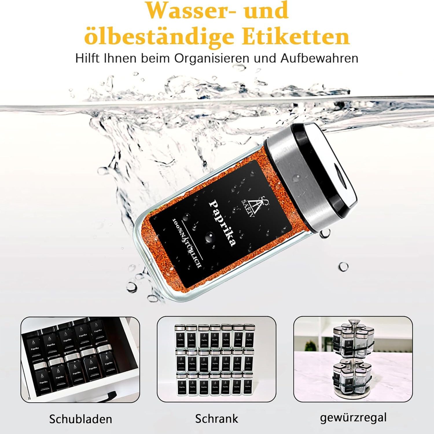 KingLux Gewürzbehälter 24Stk.Gewürzstreuer Eckig, Gewürzgläser mit drehbarem Gewürzlochdeckel, (24-tlg) – Bild 4 von 5