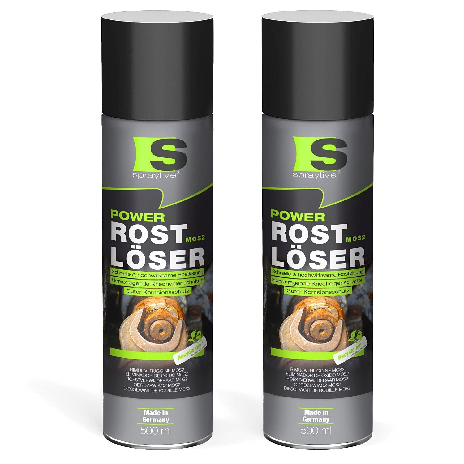 Spraytive 2x 500ml Rostlöser MoS₂ Spray – Schnellrostlöser mit Korrosionsschutz Rostentferner (Made in Germany)