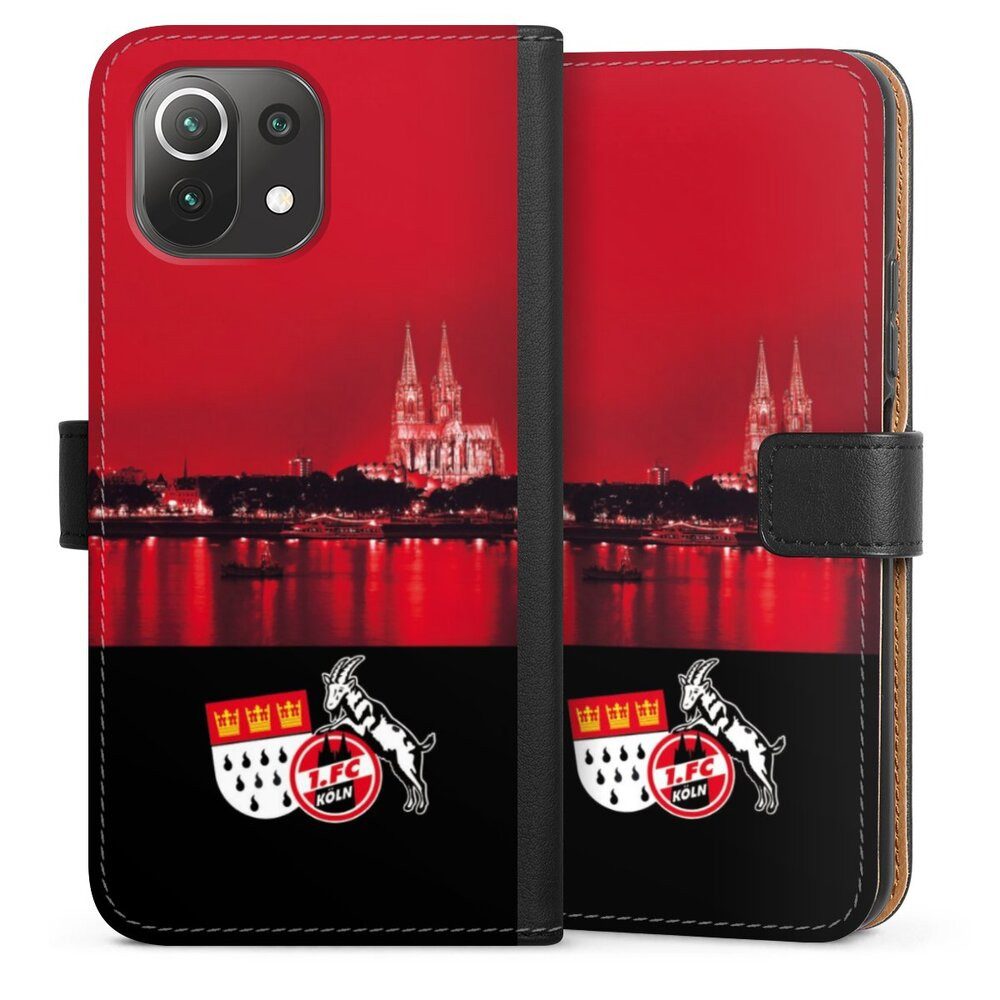 DeinDesign Handyhülle Skyline 1. FC Köln Offizielles Lizenzprodukt Skyline Köln Rot, Xiaomi Mi 11 Lite 5G NE Hülle Flip Case Klapphülle Handytasche Leder