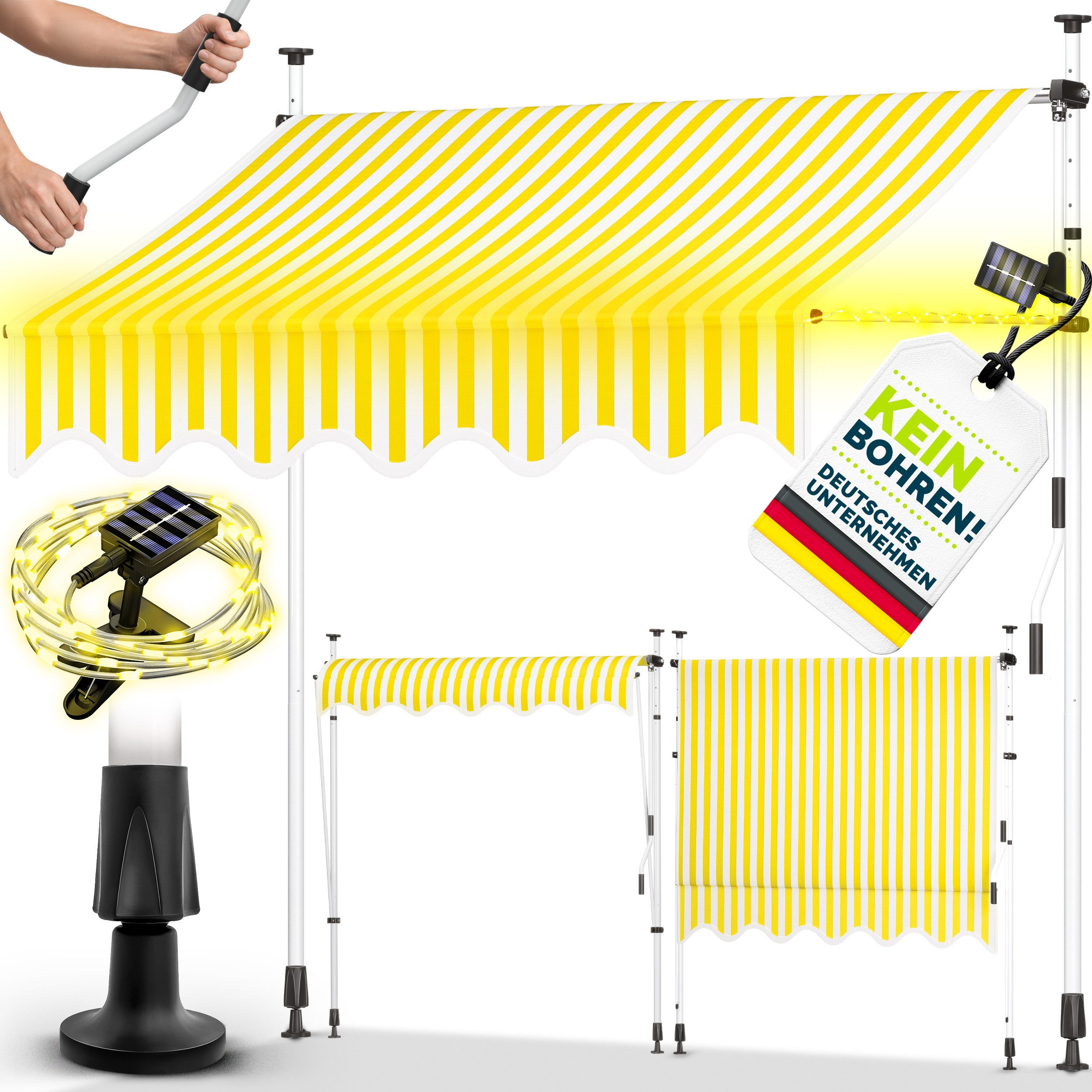 tillvex Klemmmarkise tillvex Balkonmarkise Markise Klemmmarkise Sonnenmarkise Handkurbel