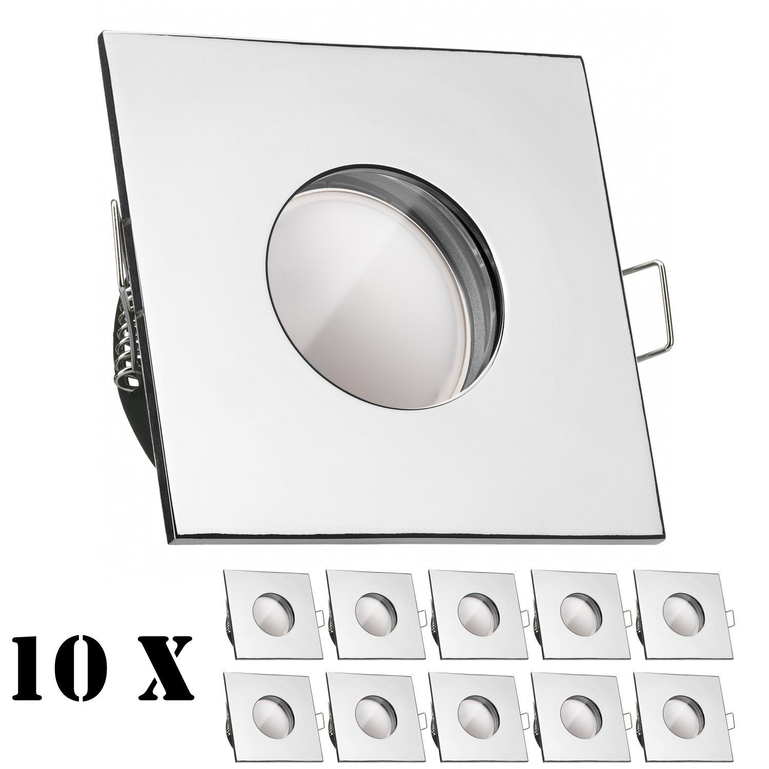 LEDANDO LED Einbaustrahler LED Set flach Leuchtmit mit in 10er chrom Einbaustrahler extra IP65 5W