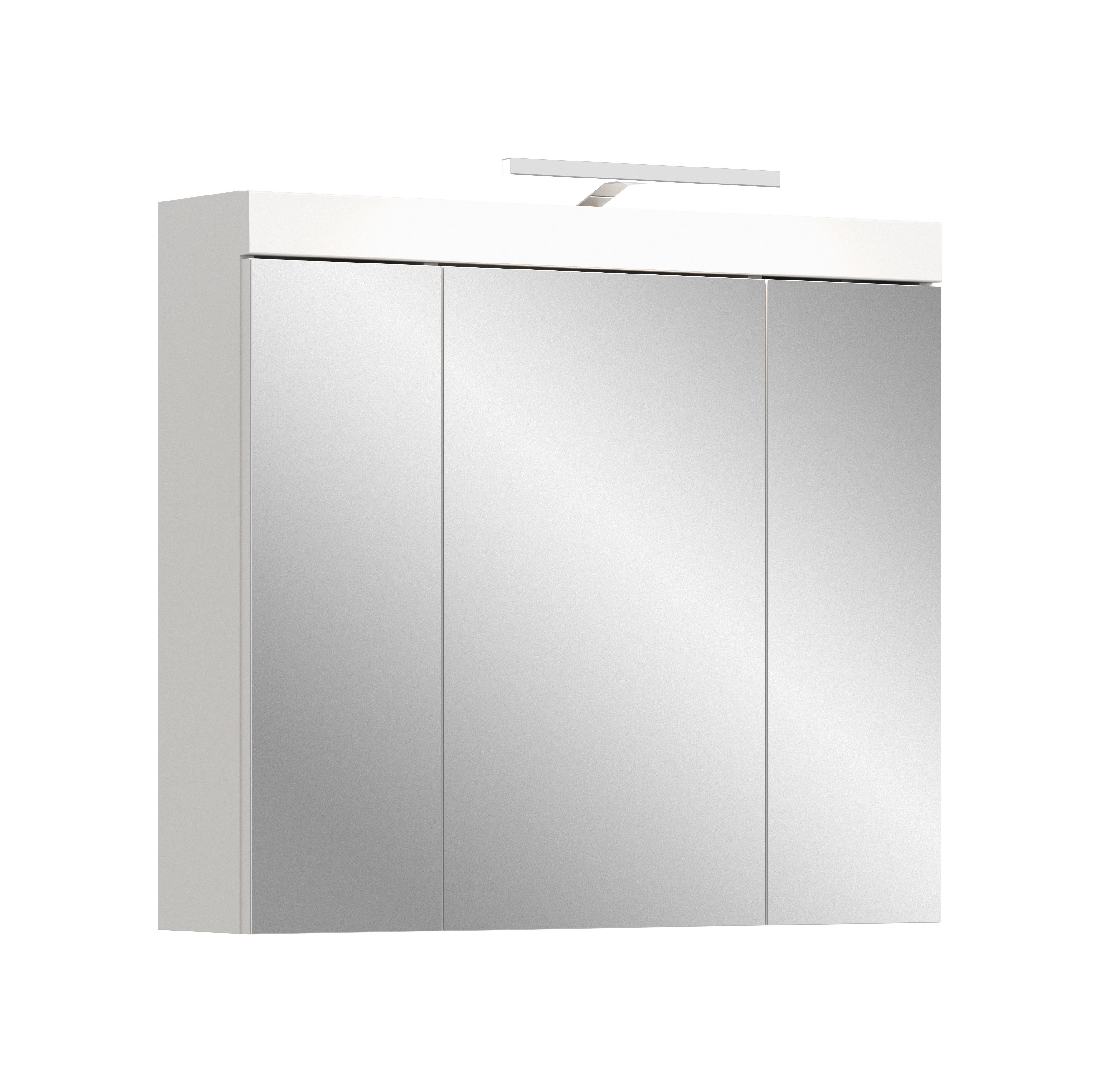 furnling Badezimmerspiegelschrank Vivaro 3 Spiegeltüren, 9 Fächer, Breite 80 cm, mit LED-Beleuchtung, weiß matt