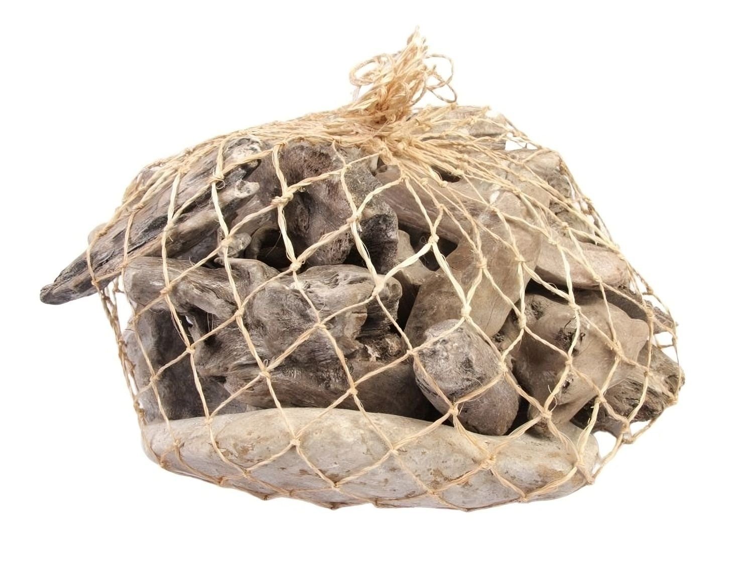 NaDeco Bastelnaturmaterial Treibholz im Netz, Weiß, 300-400 g Schwemmholz Hochzeitsdeko