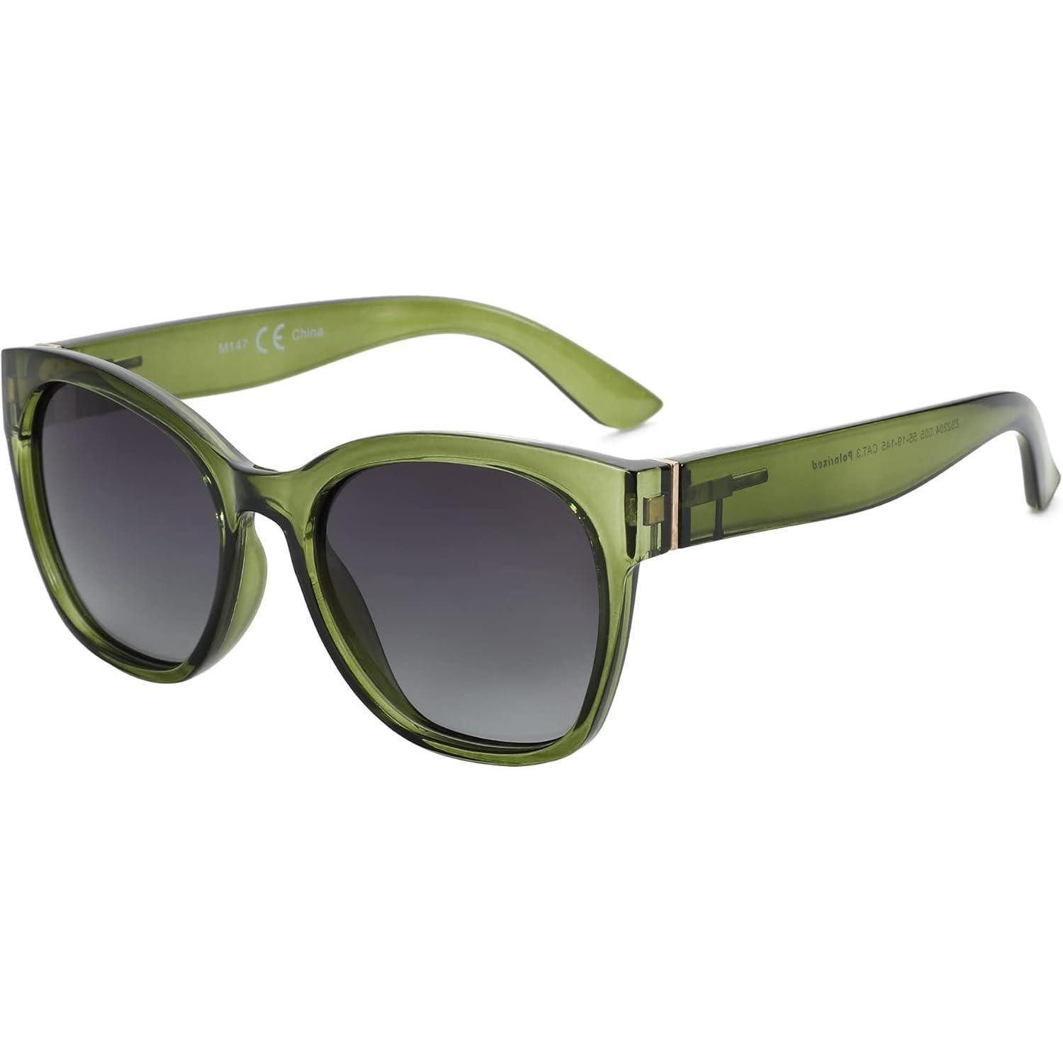 Retrosonnenbrille Sonnenbrille Cat Eye Vintage Damen Polarisiert Grün Rahmen Grau Linse
