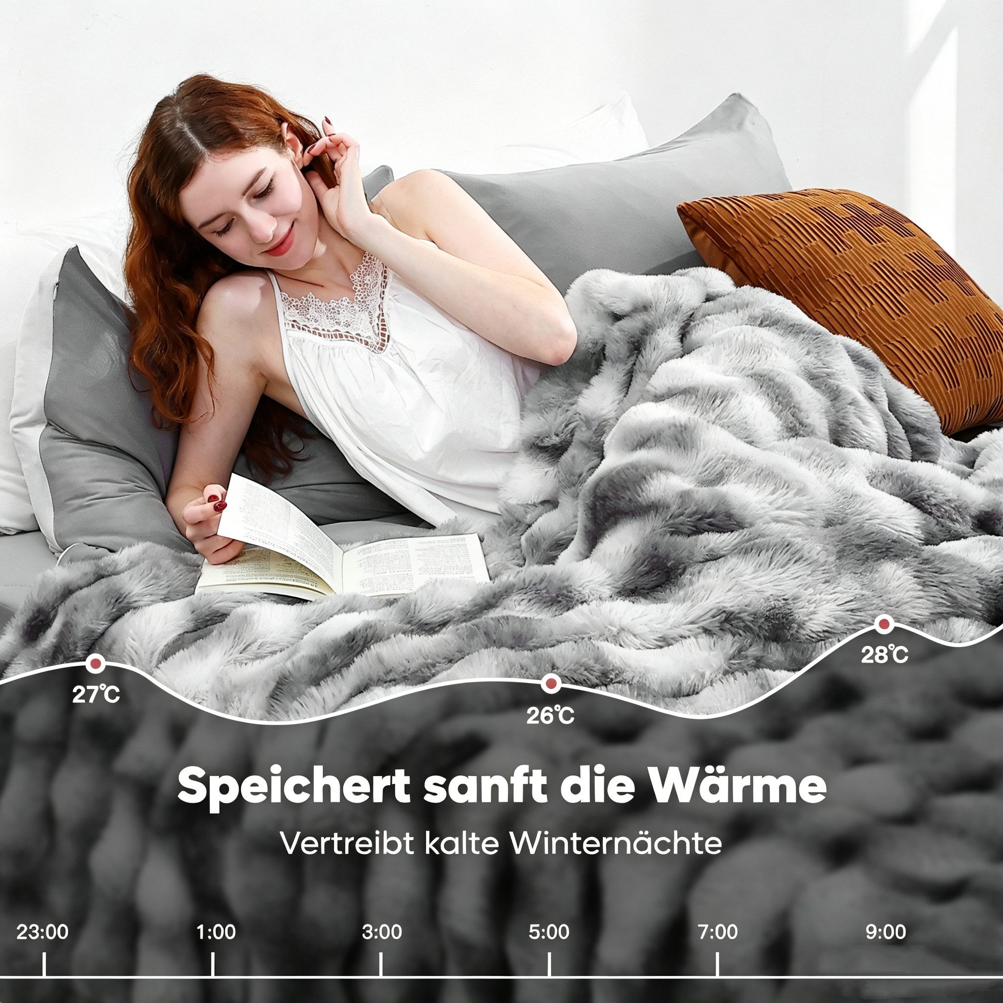Wohndecke Kunstfelldecke Weiche Kuscheldecke Felloptik 150x200cm Kunstfell Decke, Elegear, Kuscheldecke Fell Bubble Decke Kaninchenfell Decke für Couch Bett Sof – Bild 3 von 5