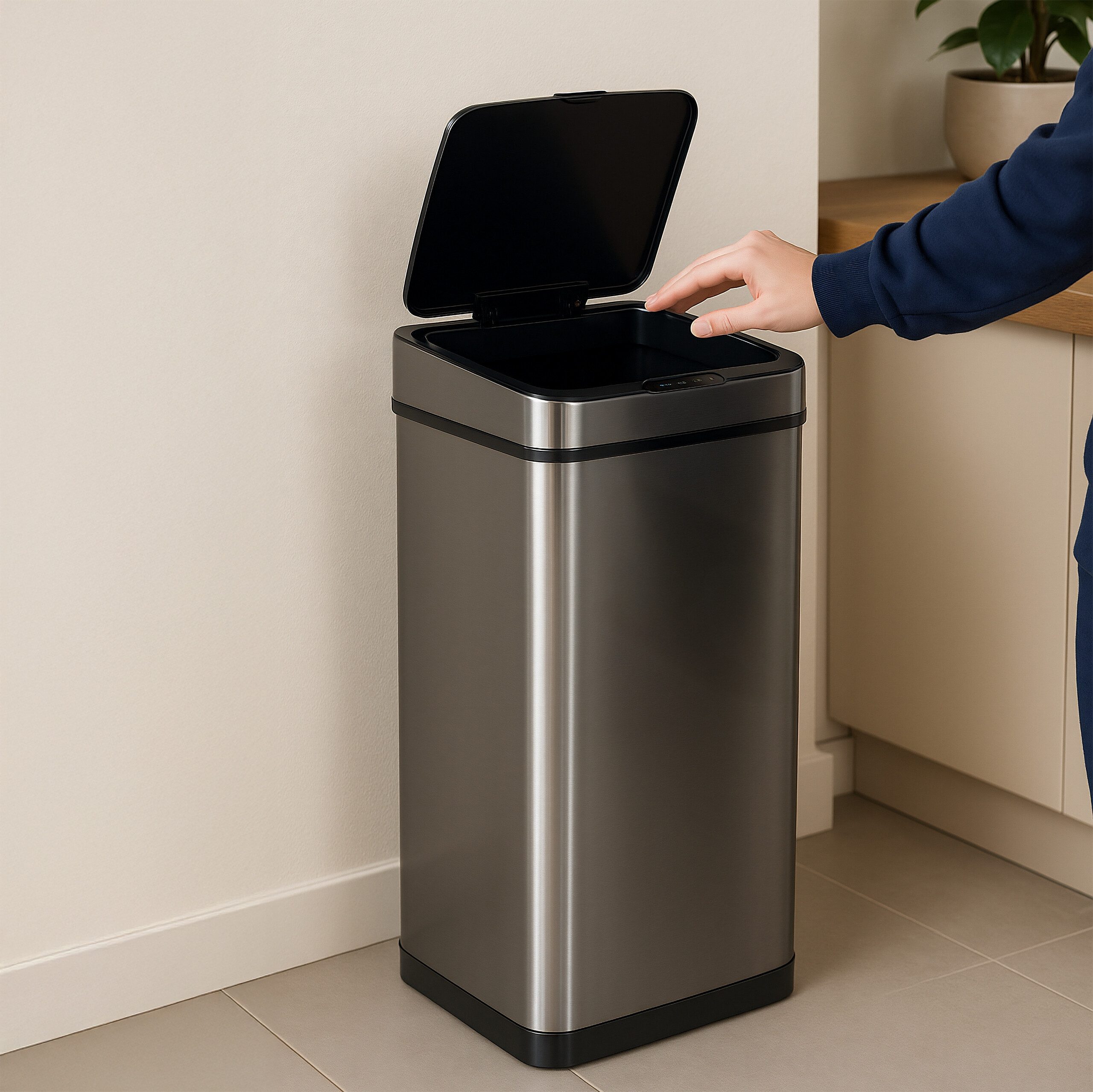 relaxdays Mülleimer Sensor Mülleimer 60l, Abfalleimer, Abfallbehälter