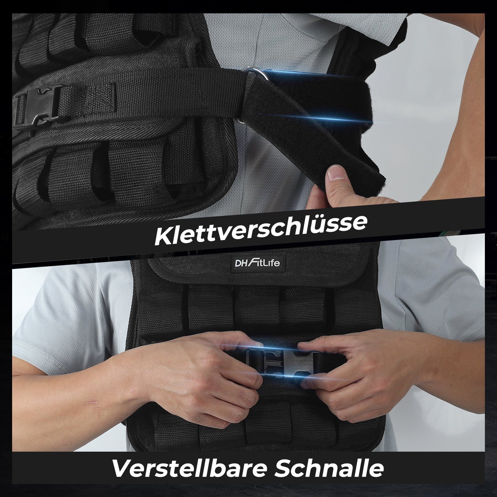 DH FitLife Gewichtsweste Verstellbar Krafttraining), zum Trainingsweste u. Herren, (Kompakt Fitnessweste Stabil, 20KG, Weighted u. Damen Laufweste Muskelaufbau Vest