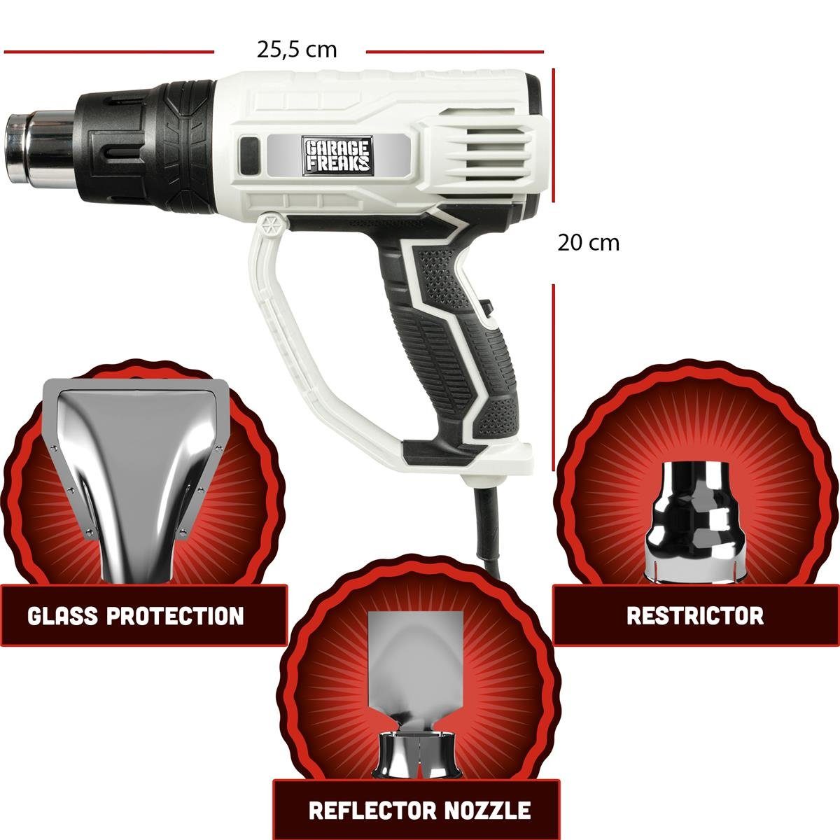 Garage Freaks Heißluftgebläse Heißluftpistole mit 5 M Kabel, LED Anzeige, 60-600° C, bis max. 600 °C, mit LED Anzeige - 600° - 2000W – Bild 4 von 5