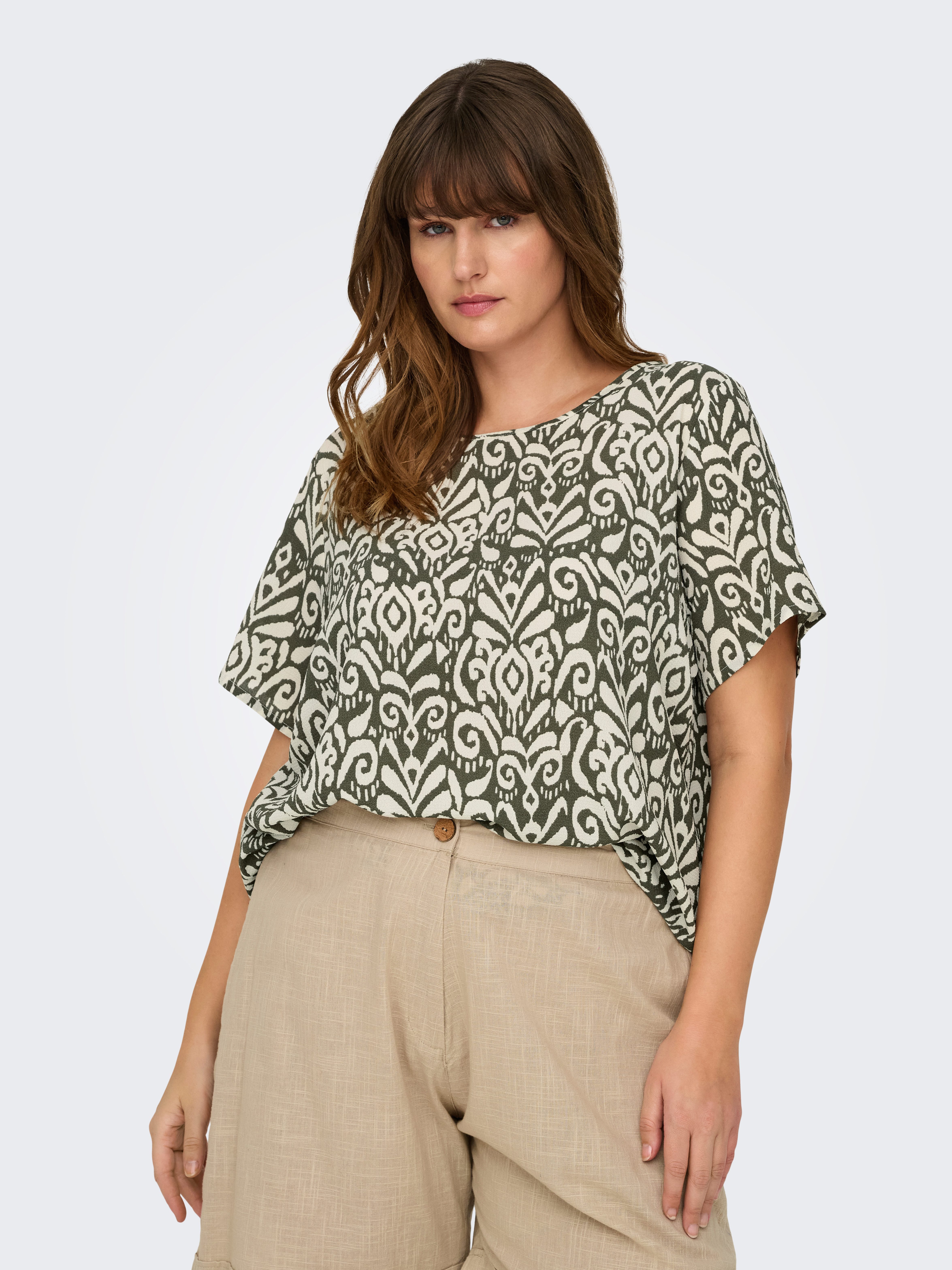 ONLY CARMAKOMA Shirtbluse CARVICA SS TOP WVN NOOS Materialmix, regular fit günstig online kaufen