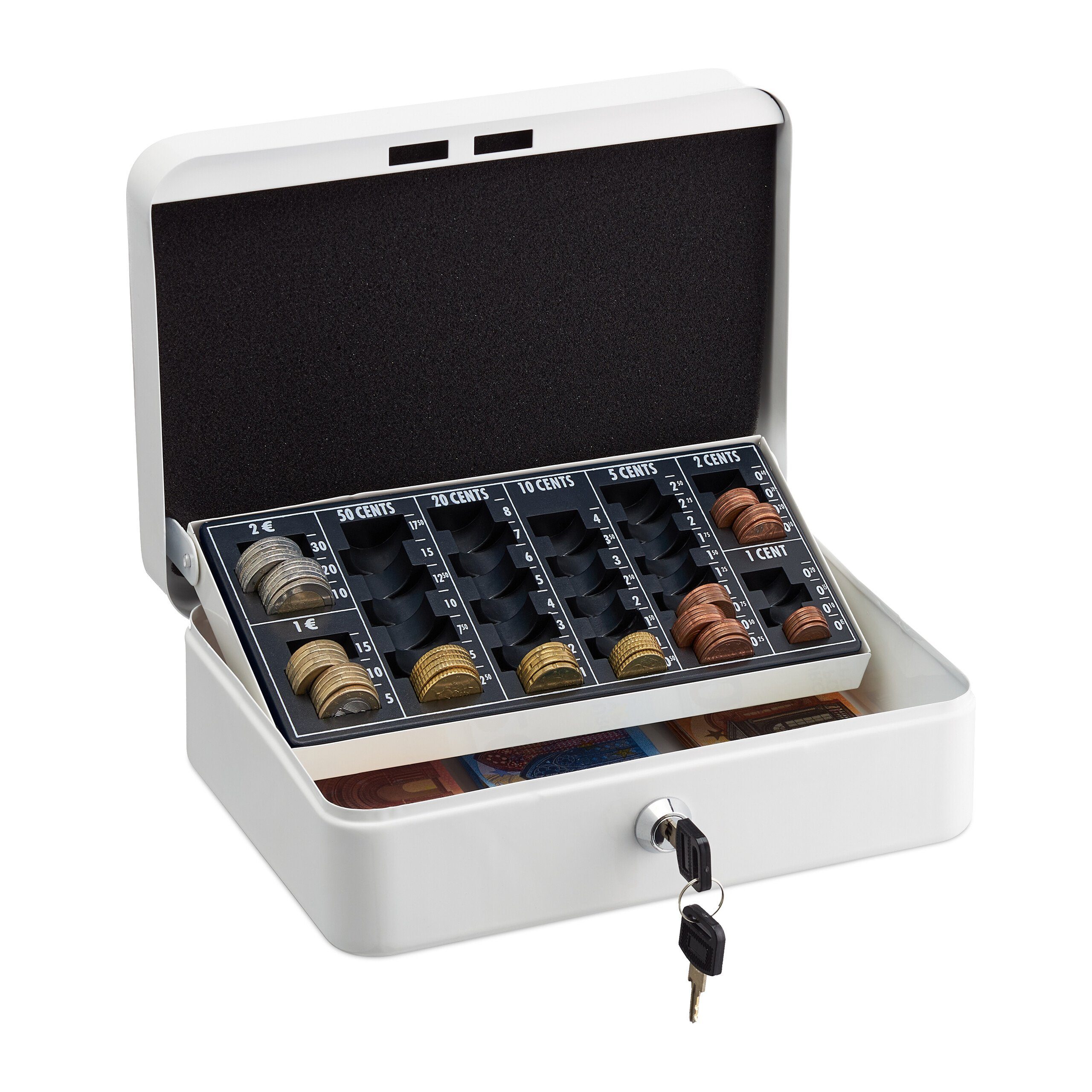 Geldkassette mit Euro Münzzählbrett